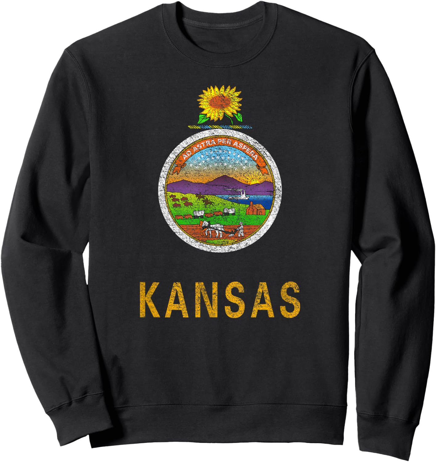 State of Kansas Flag The Sunflower State City Topeka Pride Sweatshirt - Sweatshirt | Black