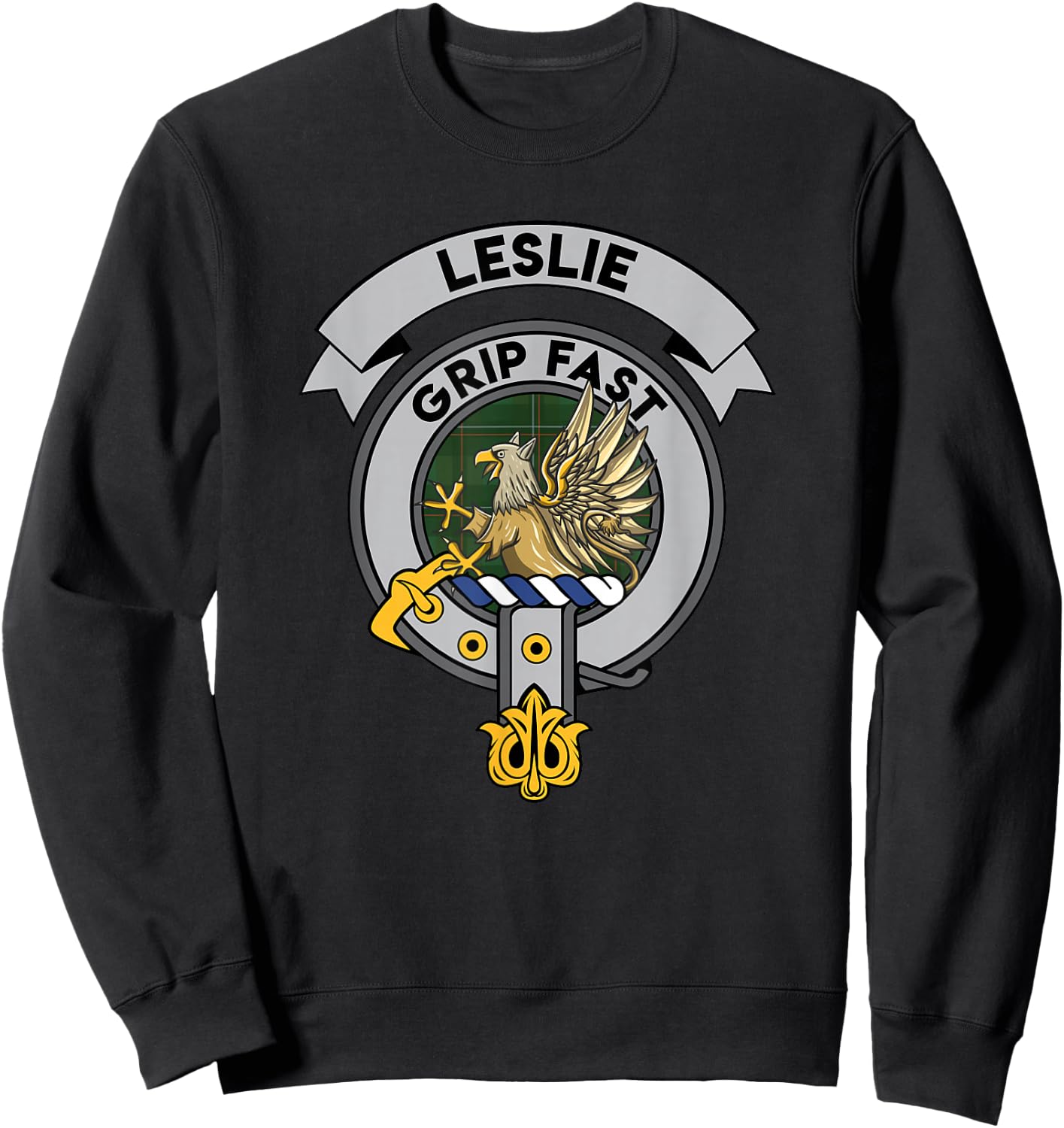 Leslie Clan Scottish Tartan Badge Sweatshirt - Sweatshirt | Black