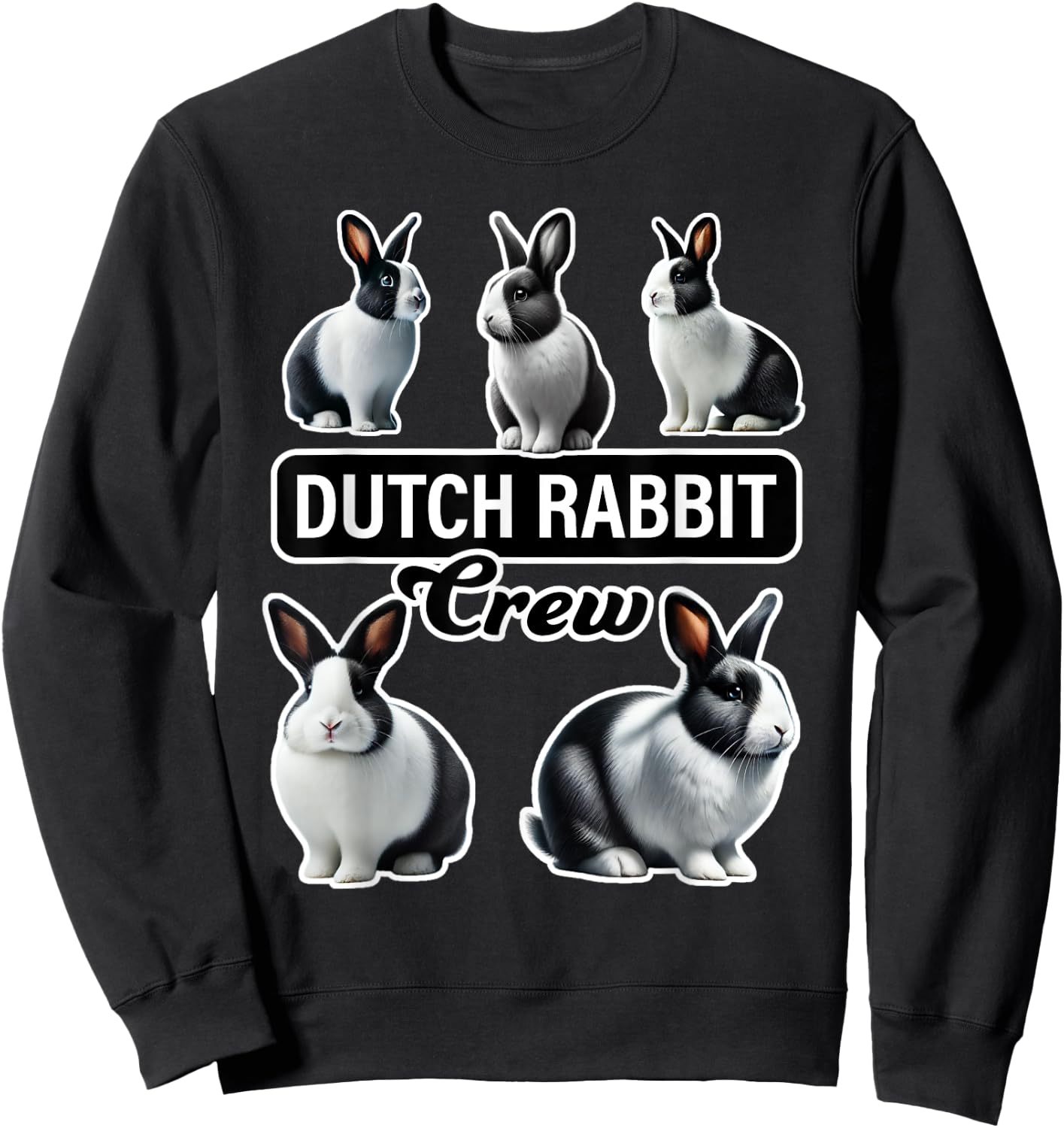 Dutch Rabbit Crew Funny Bunny Sweatshirt - Sweatshirt | Black