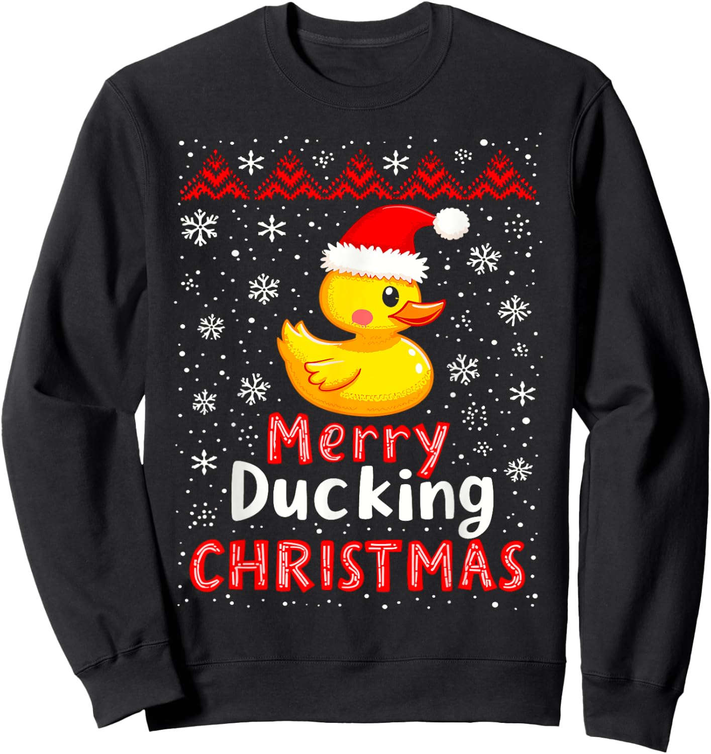 Merry Ducking Christmas Ugly Duck Christmas Sweater Jumper Sweatshirt - Sweatshirt | Black