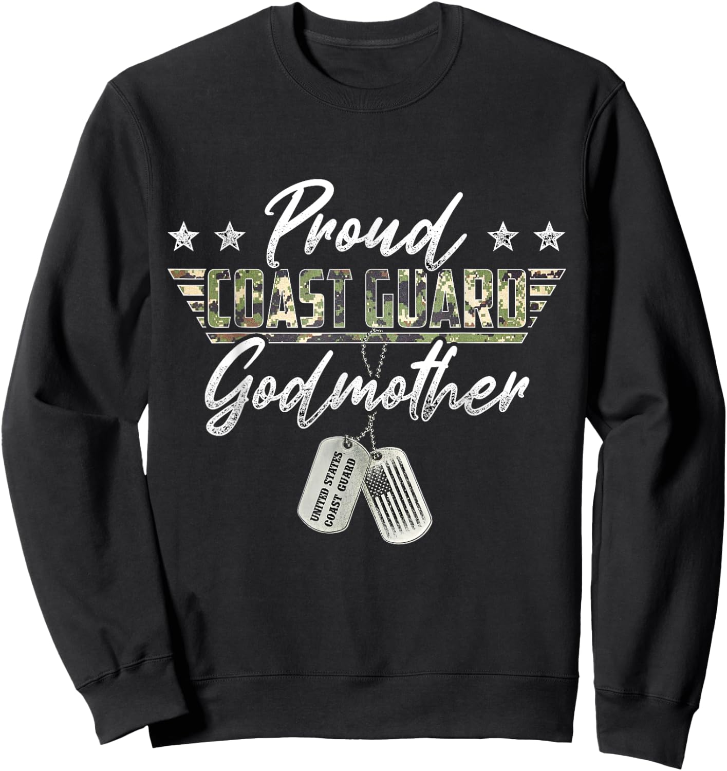 Proud Coast Guard Godmother American Military Gifts Sweatshirt - Sweatshirt | Black
