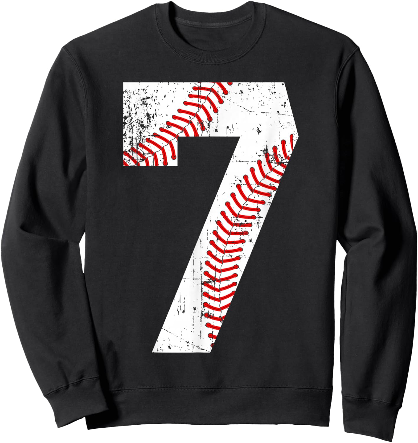 Vintage Baseball 7 Jersey Number Sweatshirt - Sweatshirt | Black