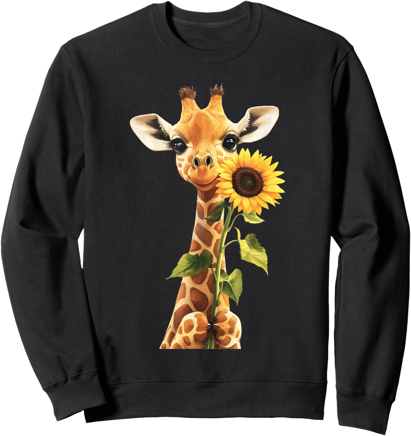 Giraffe Sunflower Sweatshirt - Sweatshirt | Black