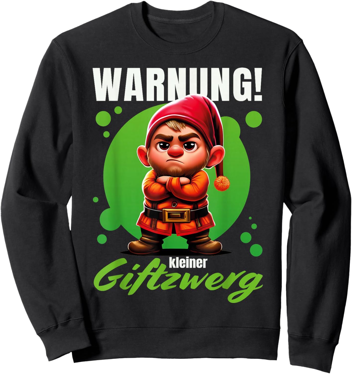 Gift Gnome Grummelig Bockig - "Warning! Little Poison Gnome" , black Sweatshirt - Sweatshirt | Black