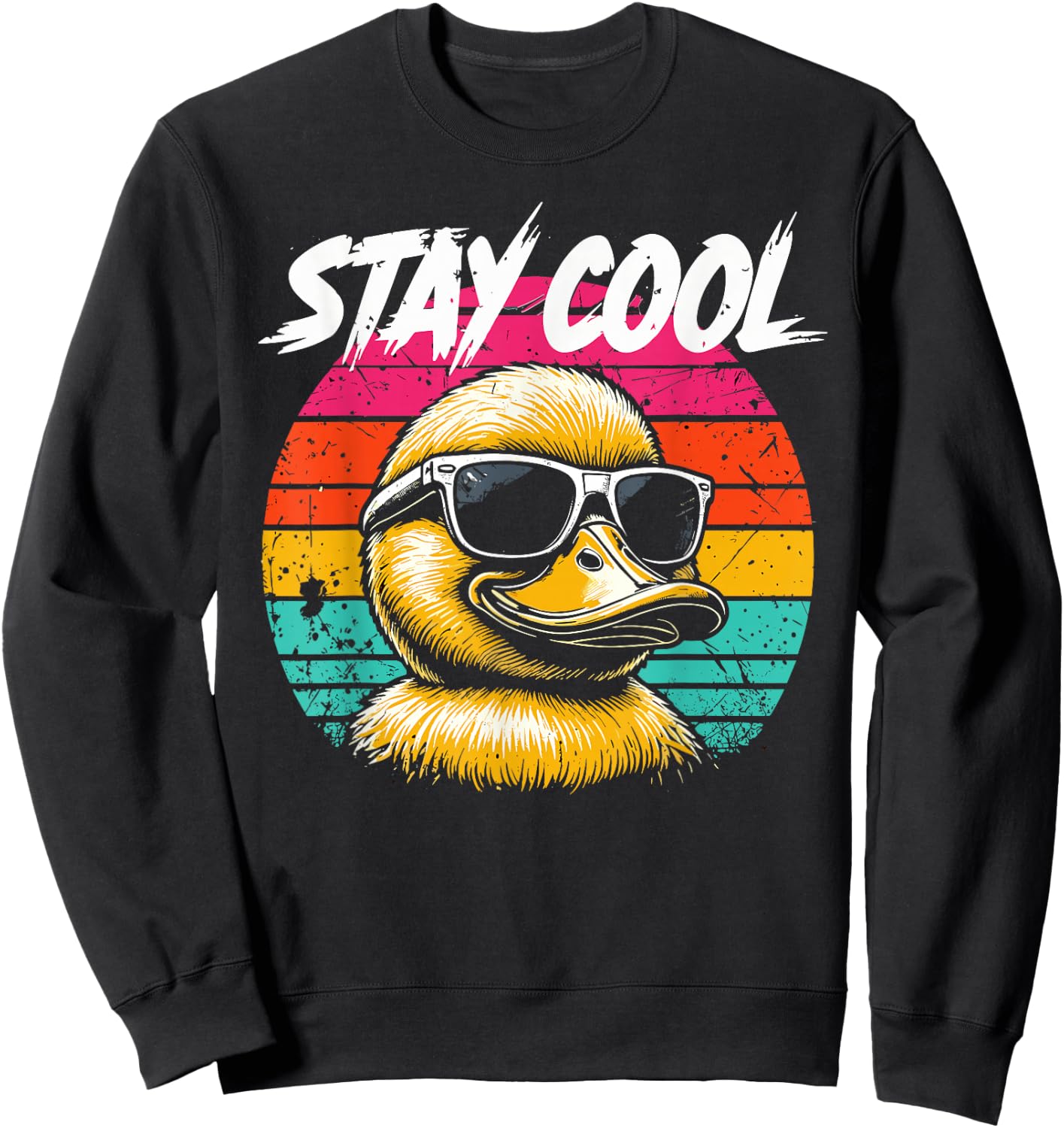 Stay Cool Duck Stuff Ducks Product Vintage Sunset Retro Duck Sweatshirt - Sweatshirt | Black
