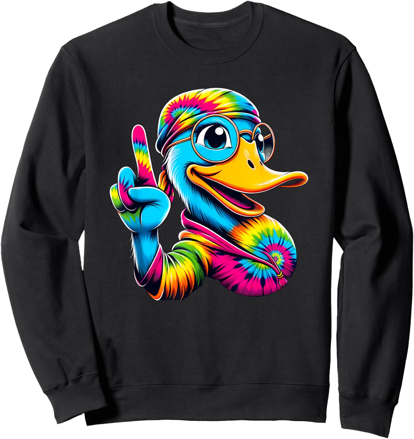 Peace Sign Tie Dye Duck Sweatshirt - Sweatshirt | Black