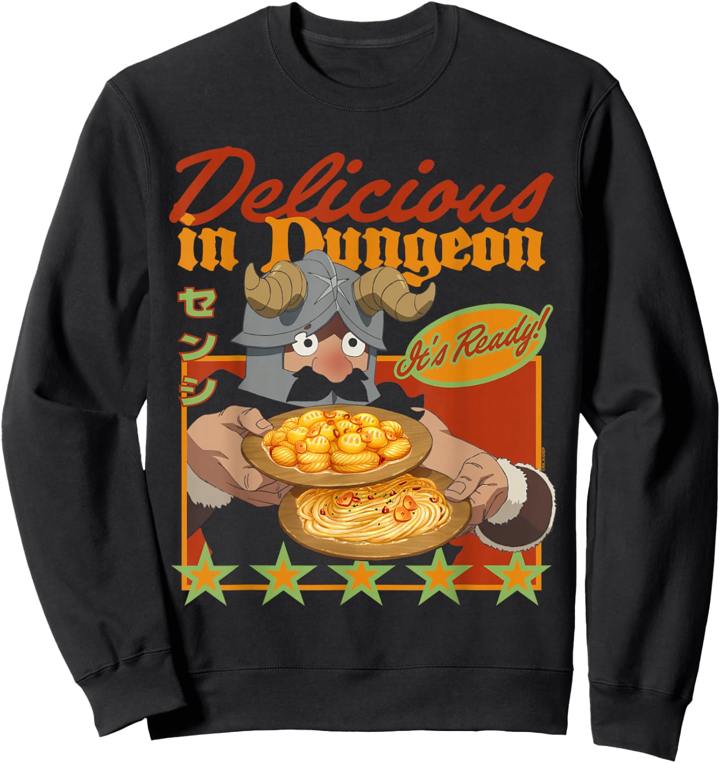 Delicious in Dungeon Senshi It's Ready Portrait Kanji Anime Sweatshirt - Sweatshirt | Black
