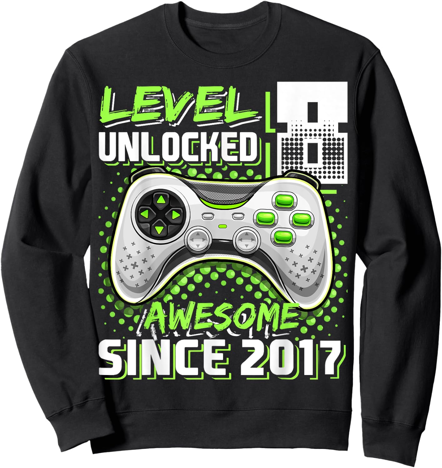8th Birthday Boy Level 8 Gamer 8 Year Video Game Party Sweatshirt - Sweatshirt | Black