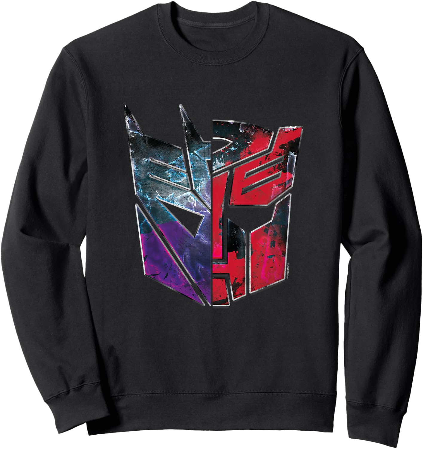Kinder Transformers Autobot Decepticon Split Face Faded Logo Sweatshirt - Sweatshirt | Black