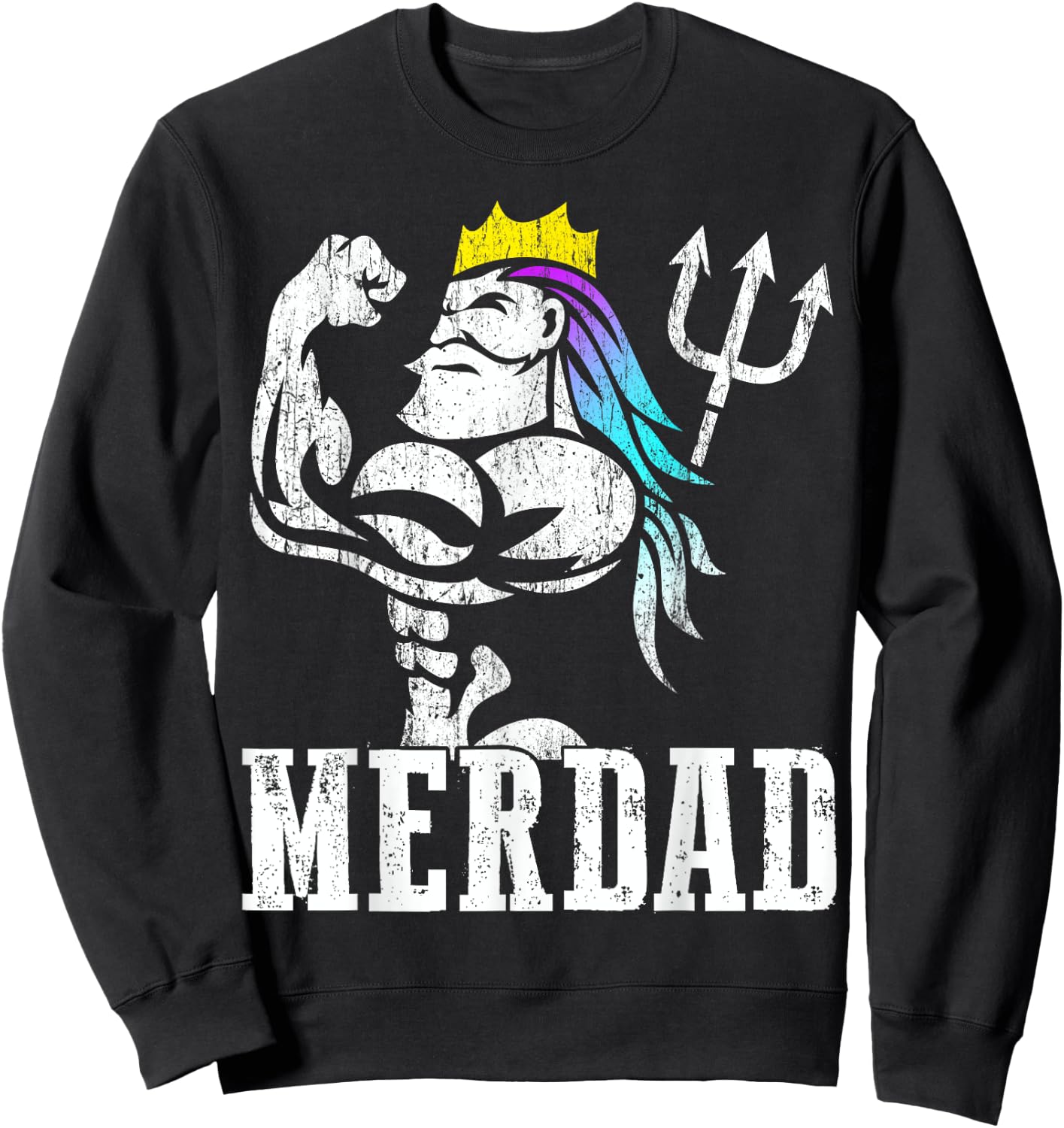 Merdad Papa Mermaid Workout Weightlift New Mer Dad Daughter Sweatshirt - Sweatshirt | Black