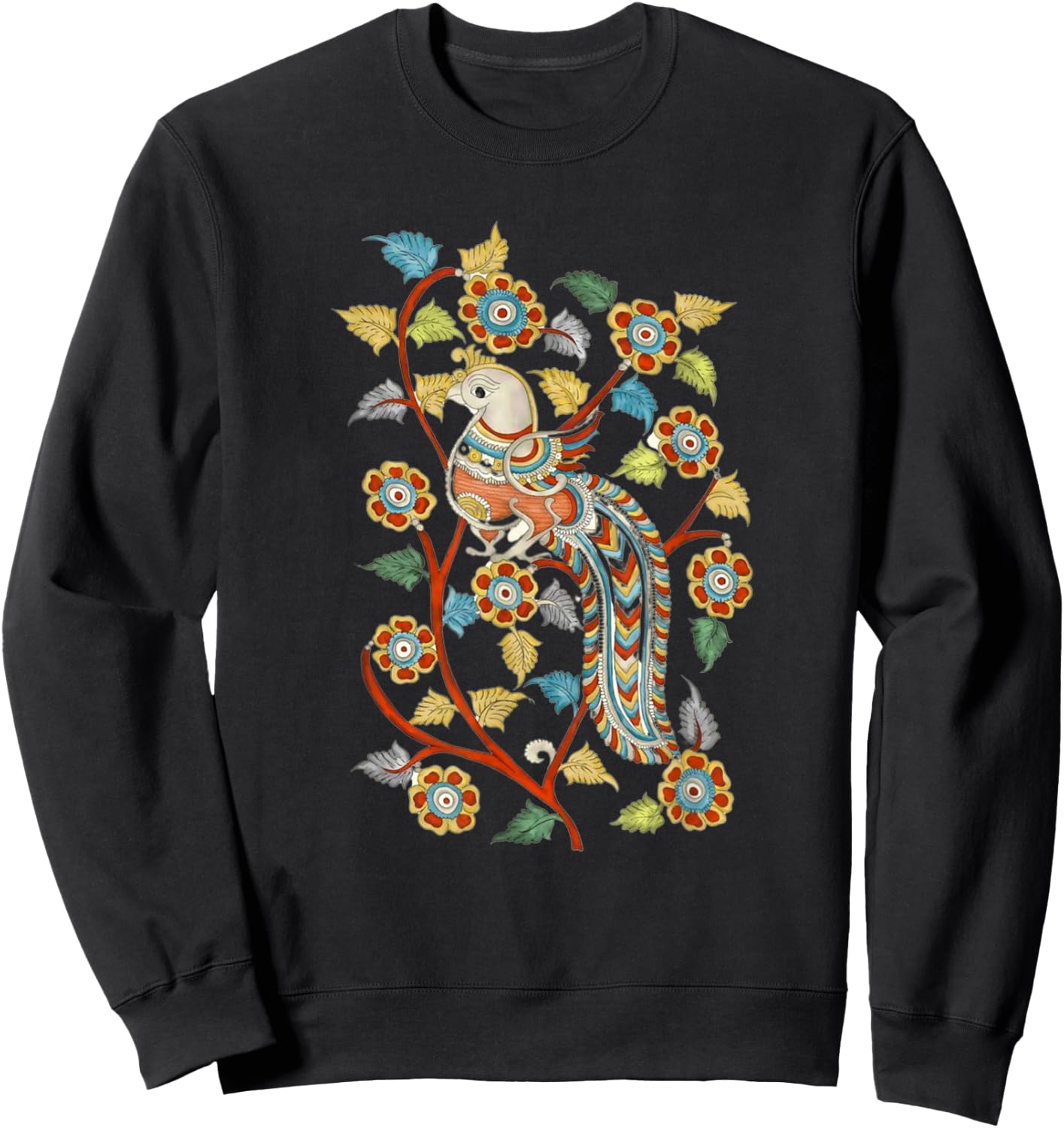 Kalamkari Peacock Sweatshirt - Sweatshirt | Black