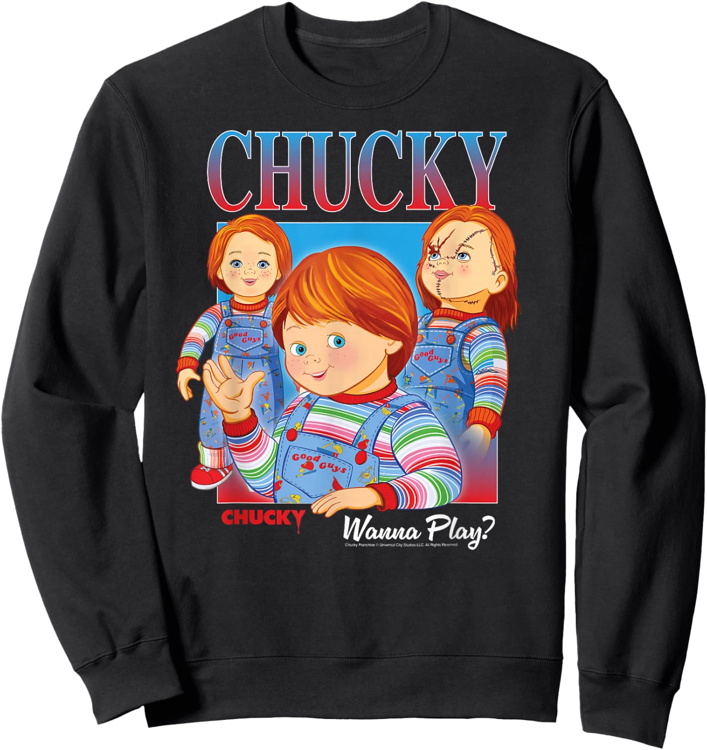 Chucky Wanna Play Vintage , Black, S Sweatshirt - Sweatshirt | Black