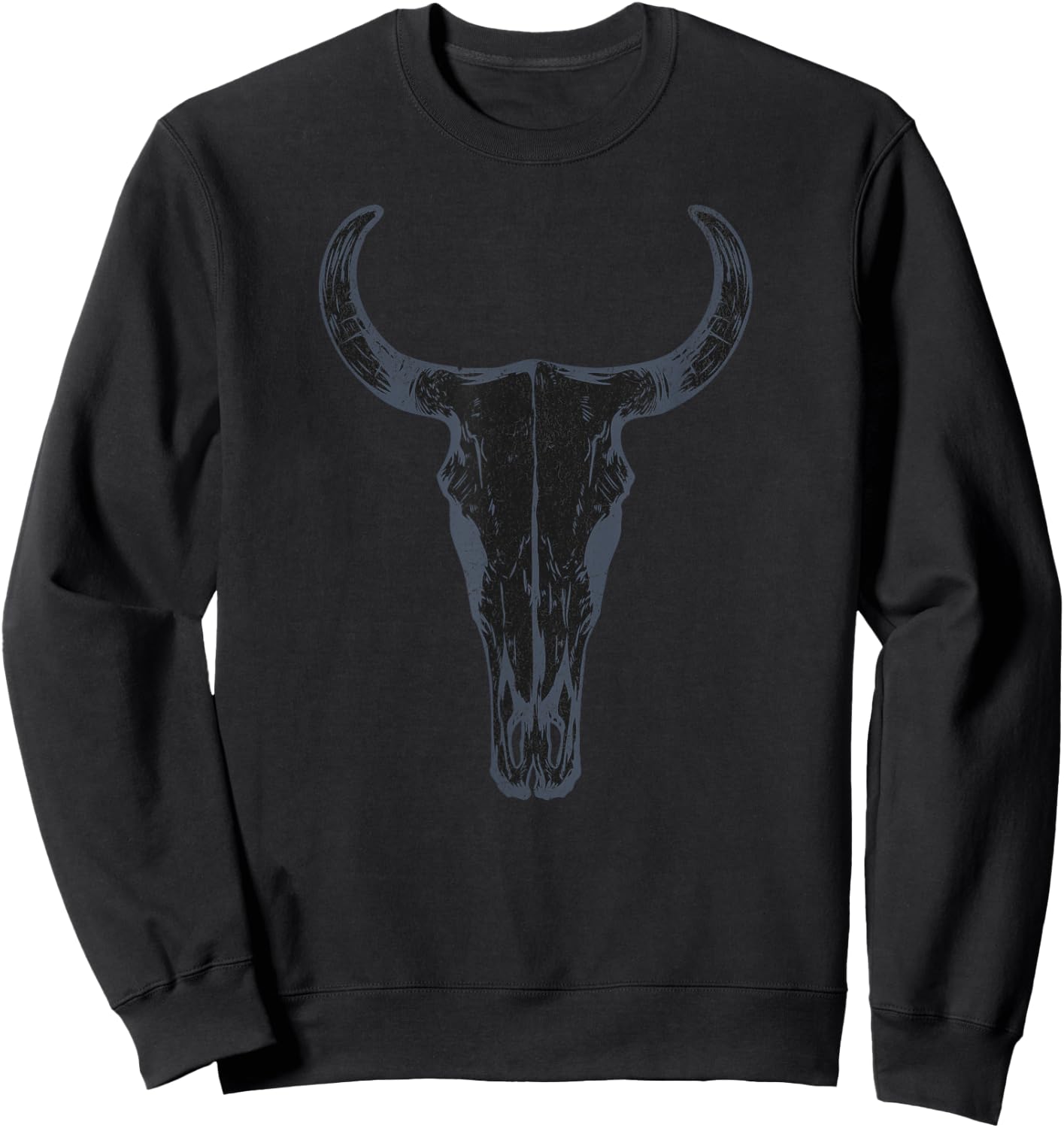Boho Cow Skull, Western Steer Skull Cowgirl Rancher Sweatshirt - Sweatshirt | Black