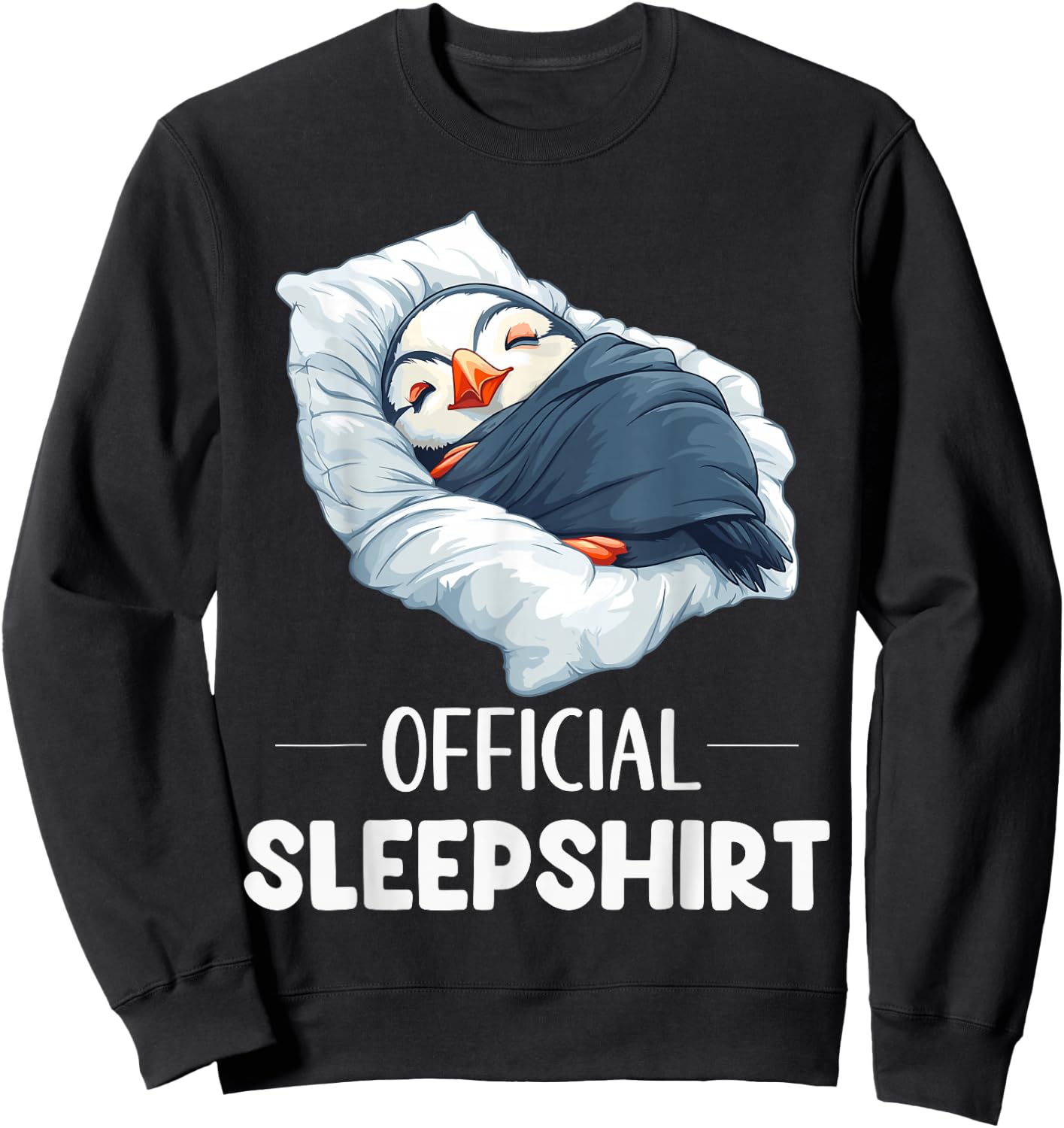 Official Sleepshirt Cute Sleeping Puffin Animal Lover Pajama Sweatshirt - Sweatshirt | Black