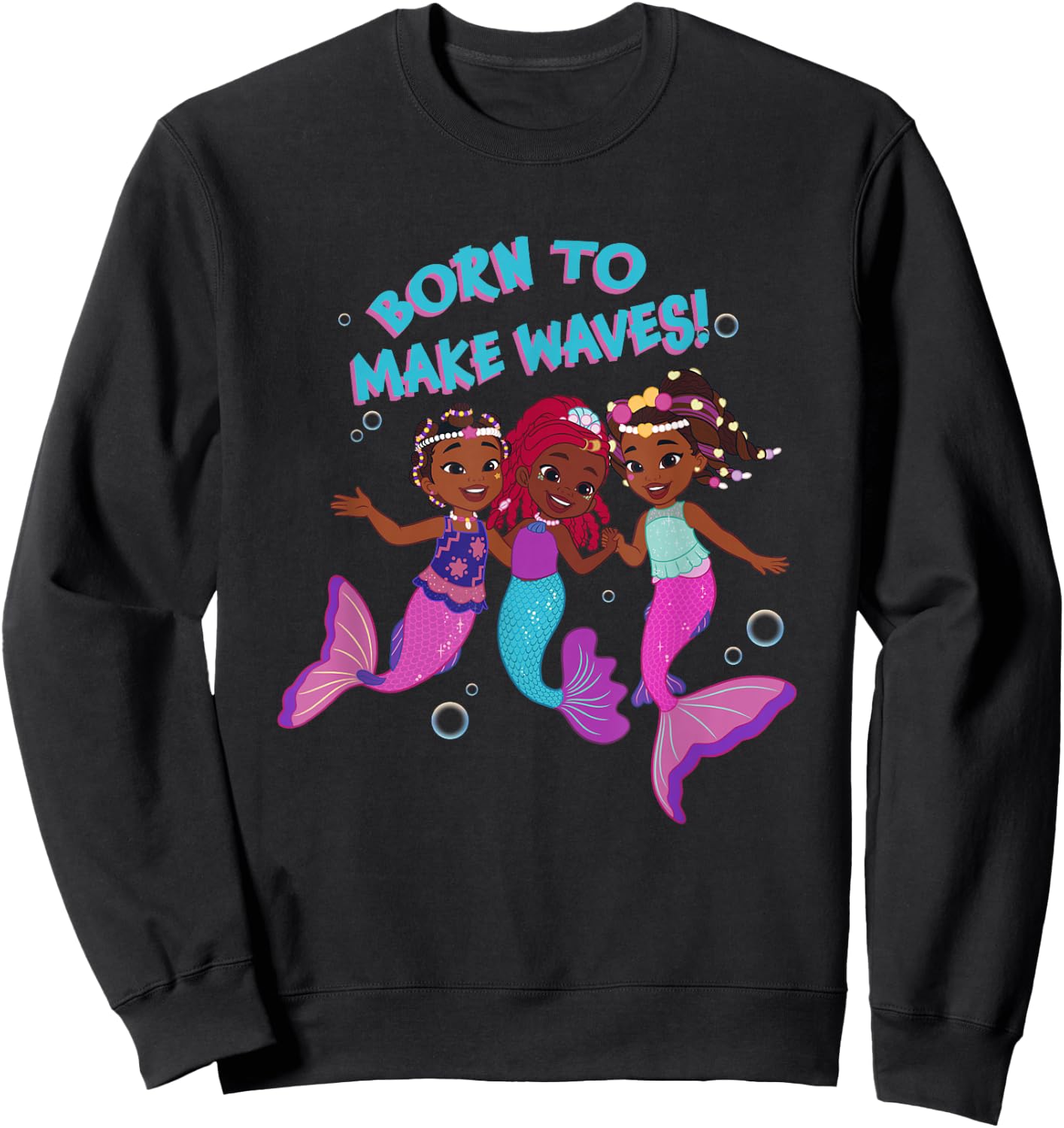 Disney Junior's Ariel Born To Make Waves! Group Shot Sweatshirt - Sweatshirt | Black