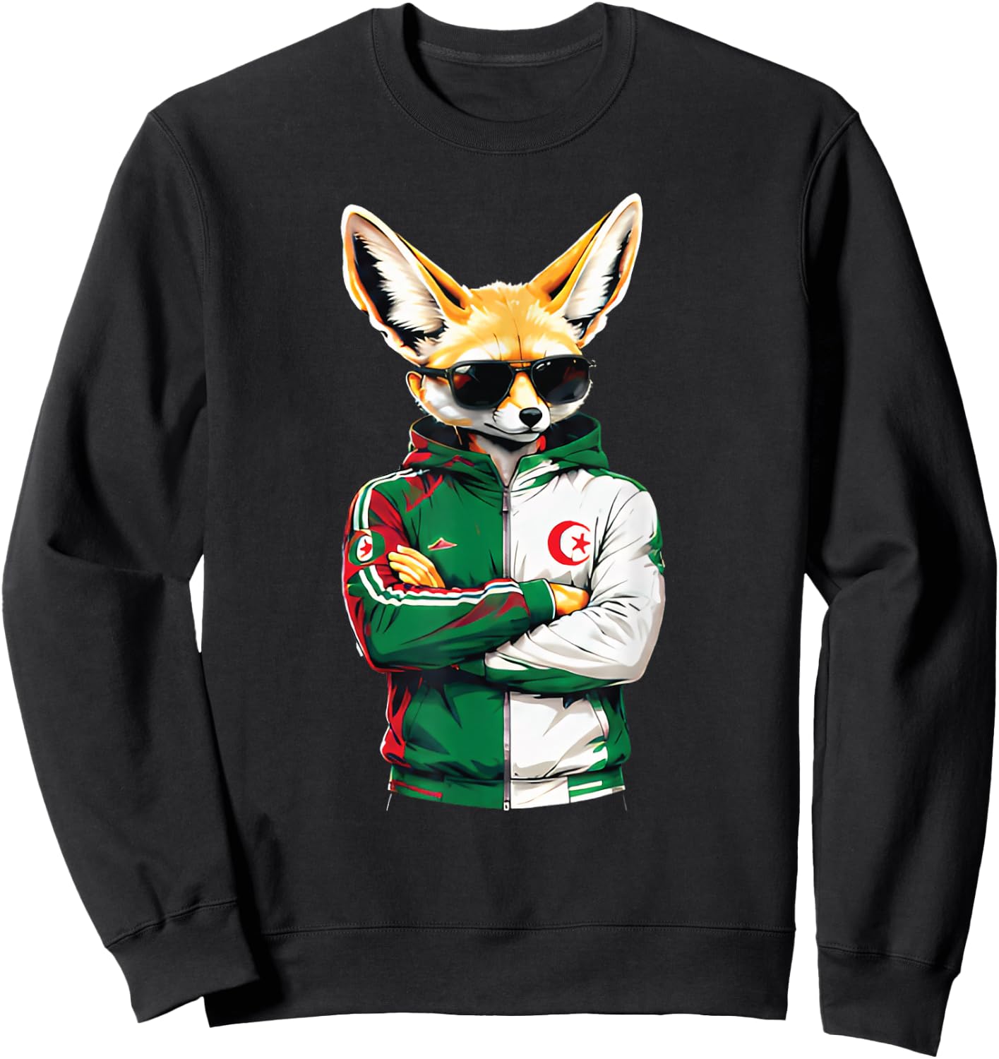 Maillot Fennec Drapeau Algérie Cadeau Foot Algérienne Dz Sweatshirt - Sweatshirt | Black