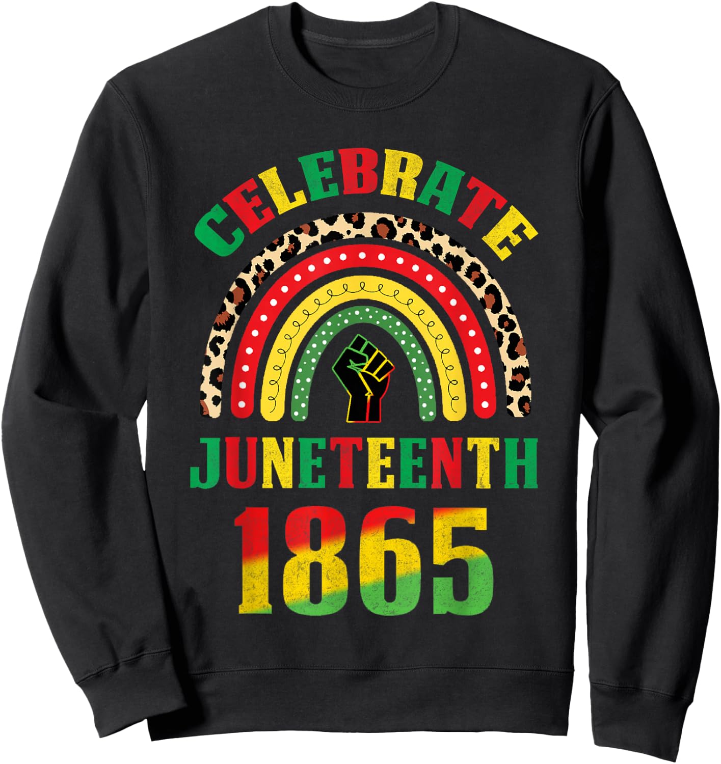 African American Celebration Juneteenth Rainbow Leopard Skin Sweatshirt - Sweatshirt | Black