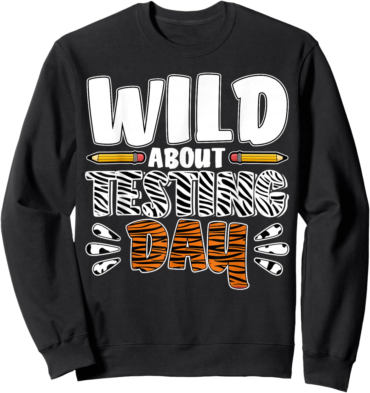 Wild About Testing Day Women Leopard Teacher Test Day Sweatshirt - Sweatshirt | Black