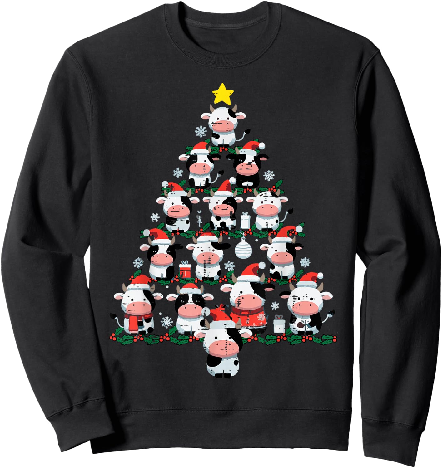 Cows Christmas Tree Xmas Farm Animal Toddler Boys Girls Kids Sweatshirt - Sweatshirt | Black