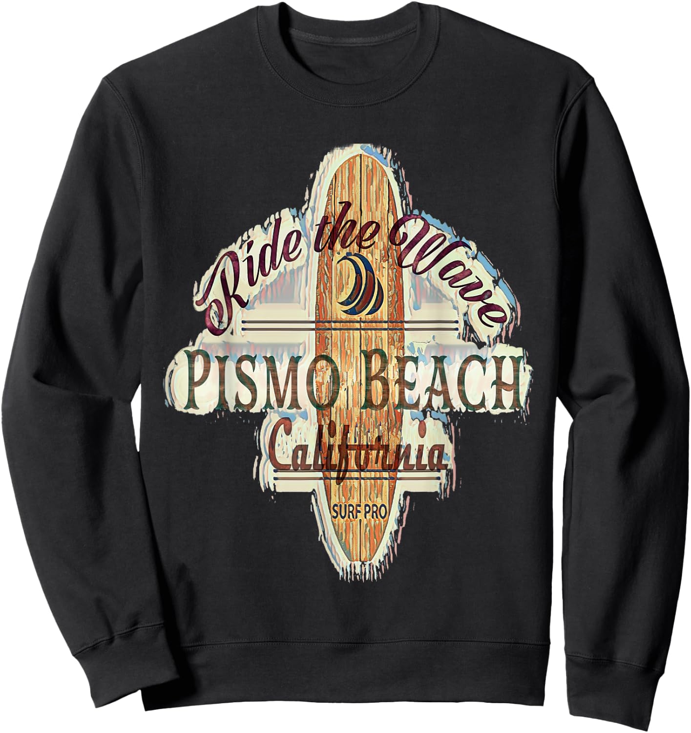 Surfing, Surfboard, Surfer Pismo Beach, California Sweatshirt - Sweatshirt | Black