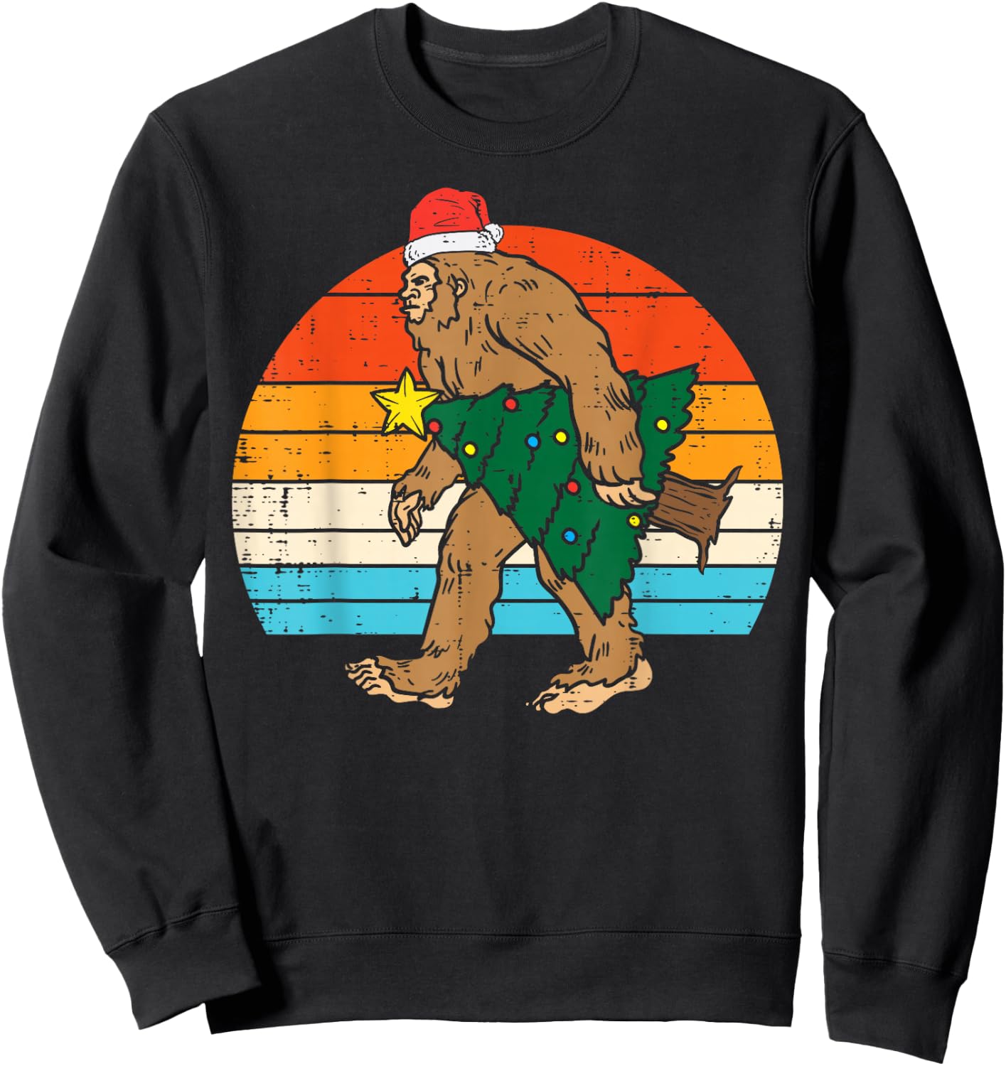 Bigfoot Sasquatch Christmas Tree Funny Xmas Men Sweatshirt - Sweatshirt | Black