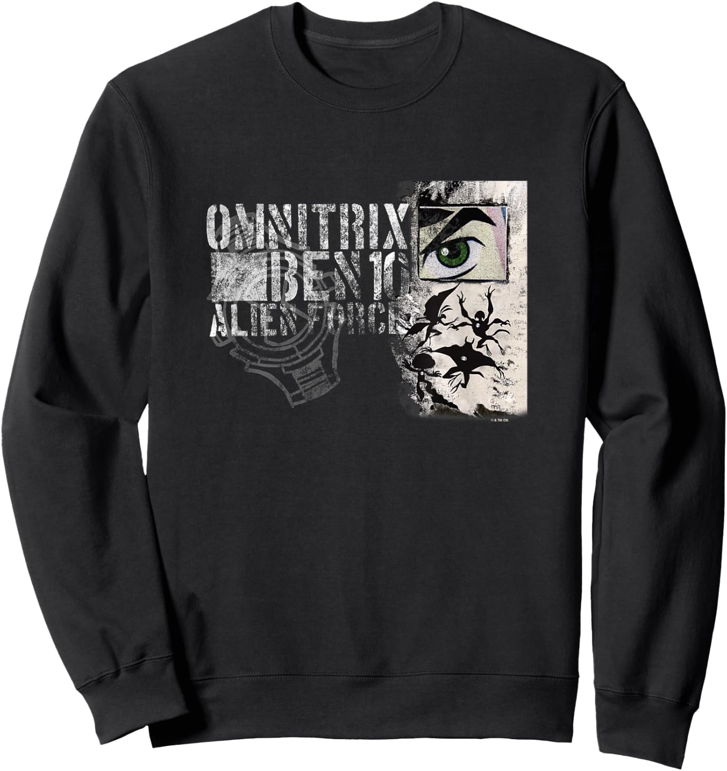 Ben 10: Alien Force Omnitrix Heroes Silhouettes Distressed Sweatshirt - Sweatshirt | Black