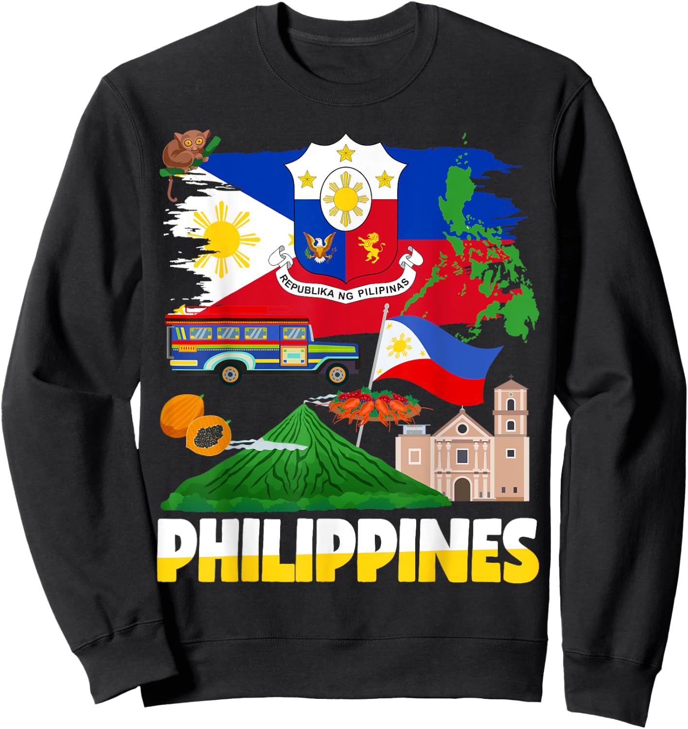 Philippines Flag Outfit Ideas For Kids Filipino Flag Sweatshirt - Sweatshirt | Black