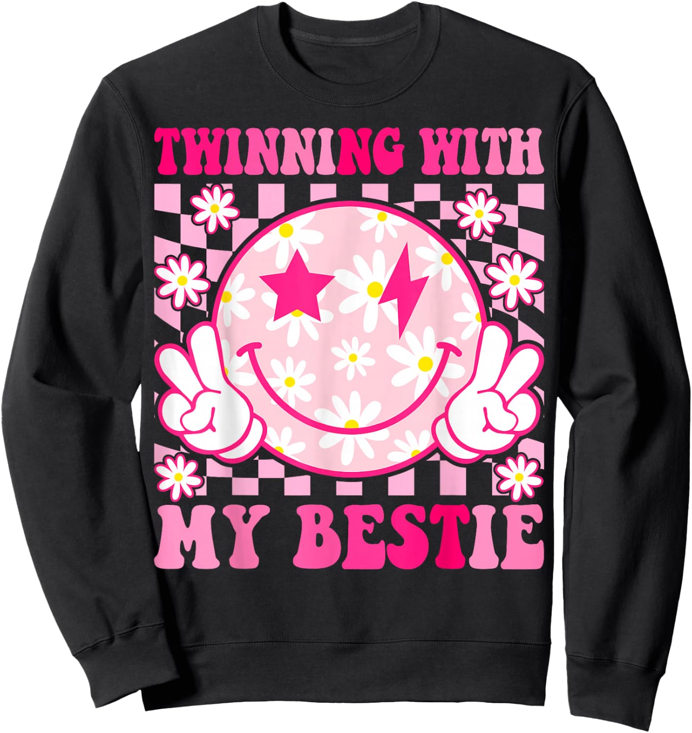 Groovy Twinning with My Bestie Spirit Week Friends Sweatshirt - Sweatshirt | Black