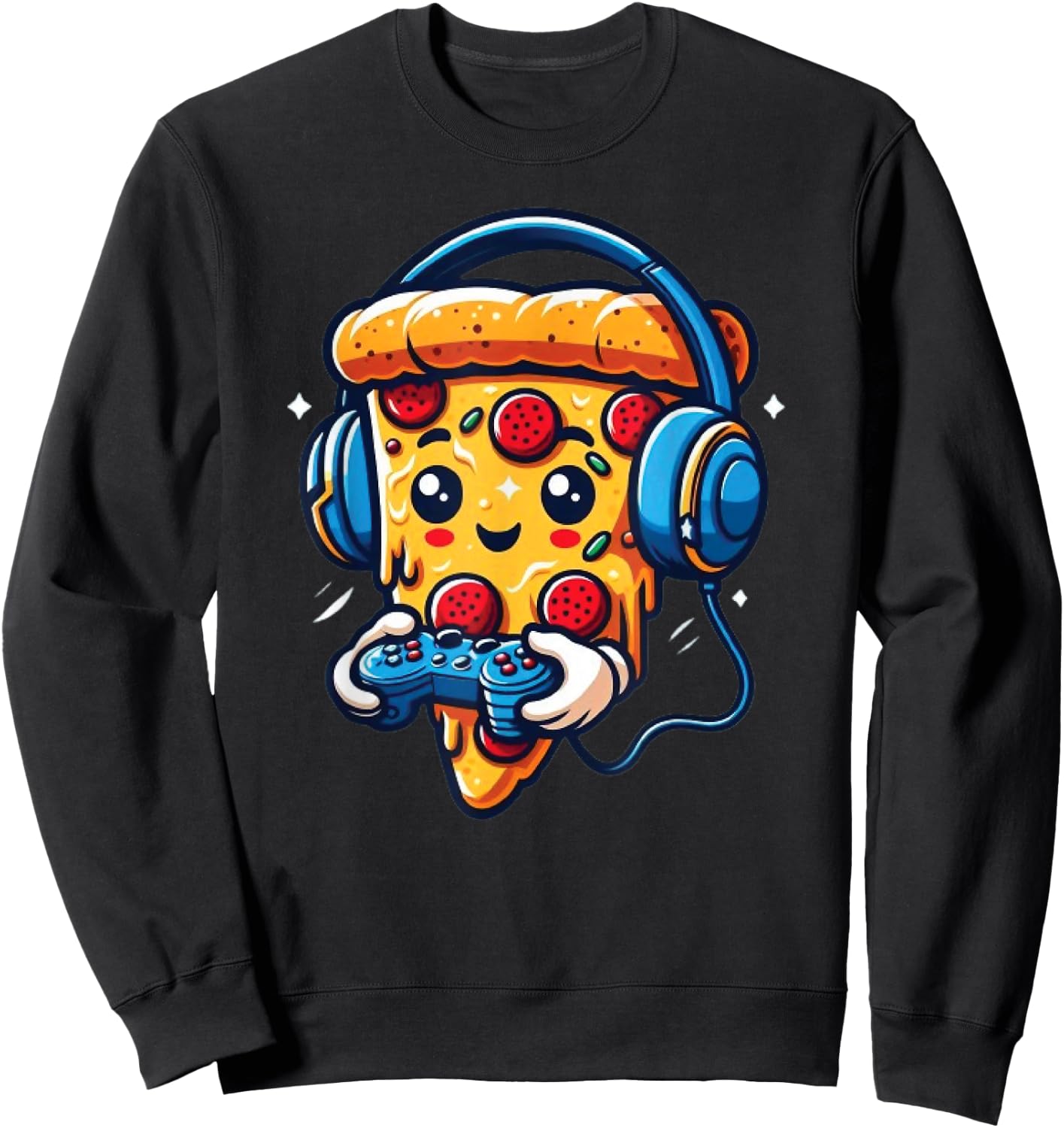 Gamer Pizza Video Gaming Funny Food Men Boys Kids Teen Youth Sweatshirt - Sweatshirt | Black