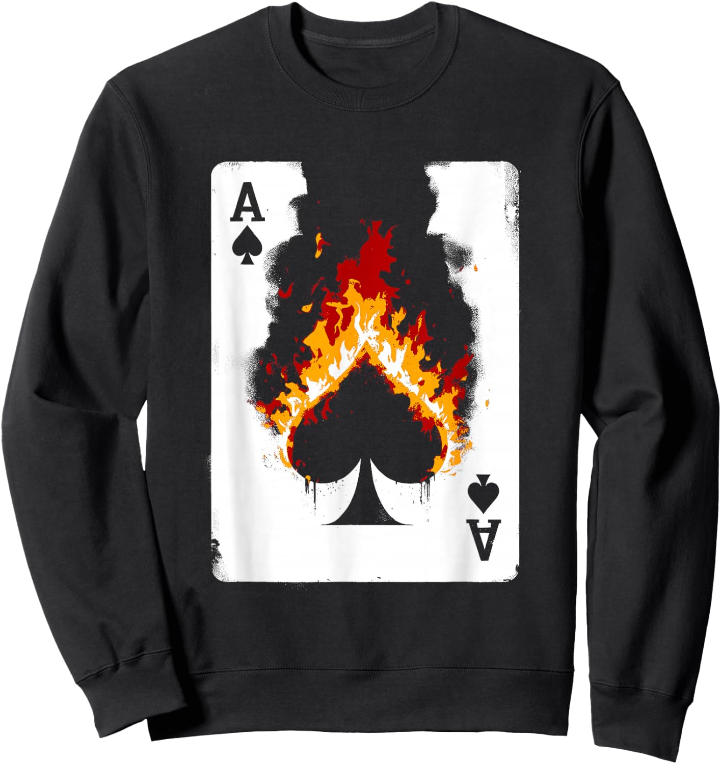Burning Ace Of Spades - Vintage Favorite Card Game Lover Sweatshirt - Sweatshirt | Black