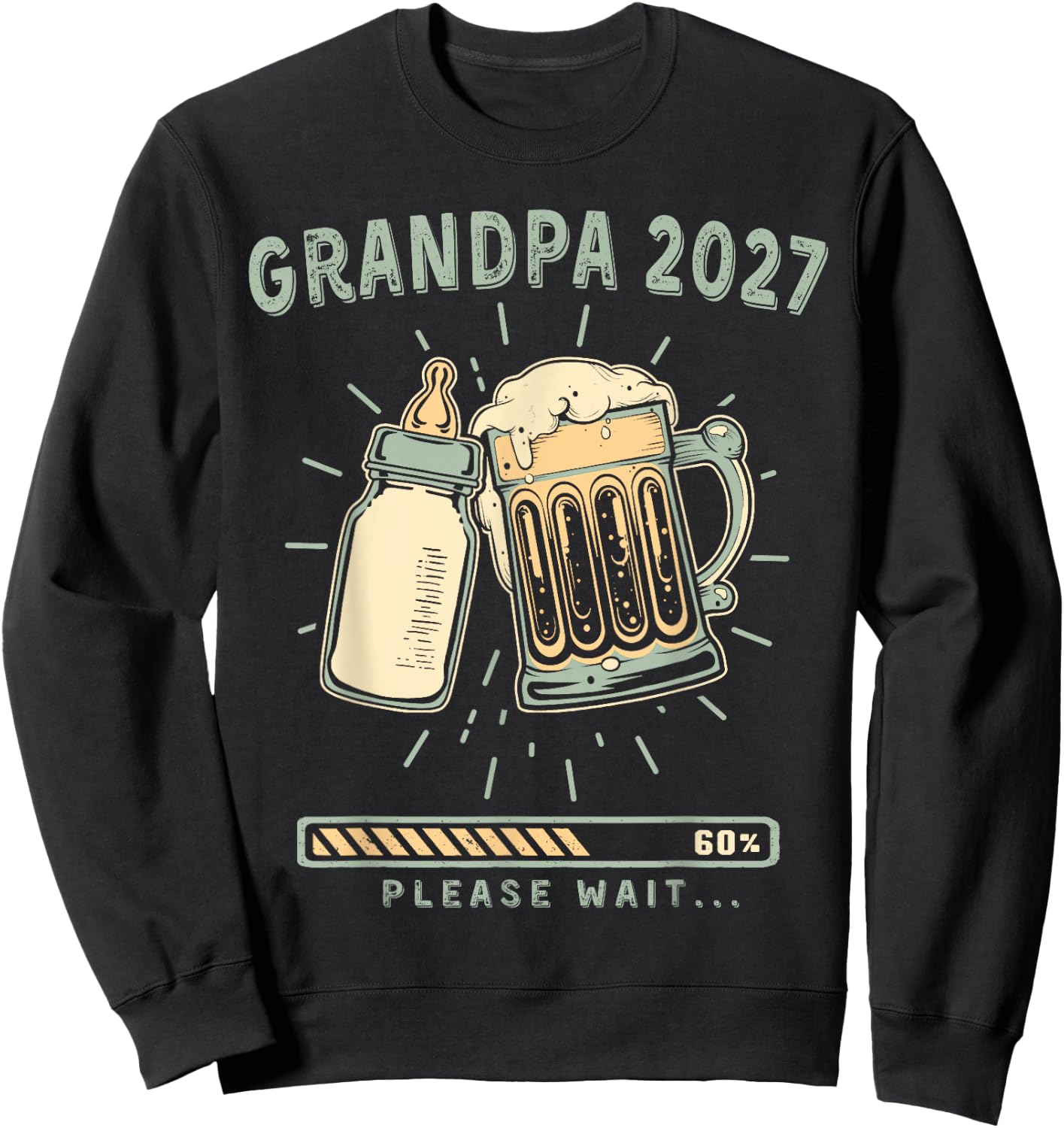 Soon Grandpa 2027 Please Wait Baby Reveal Loading Sweatshirt - Sweatshirt | Black