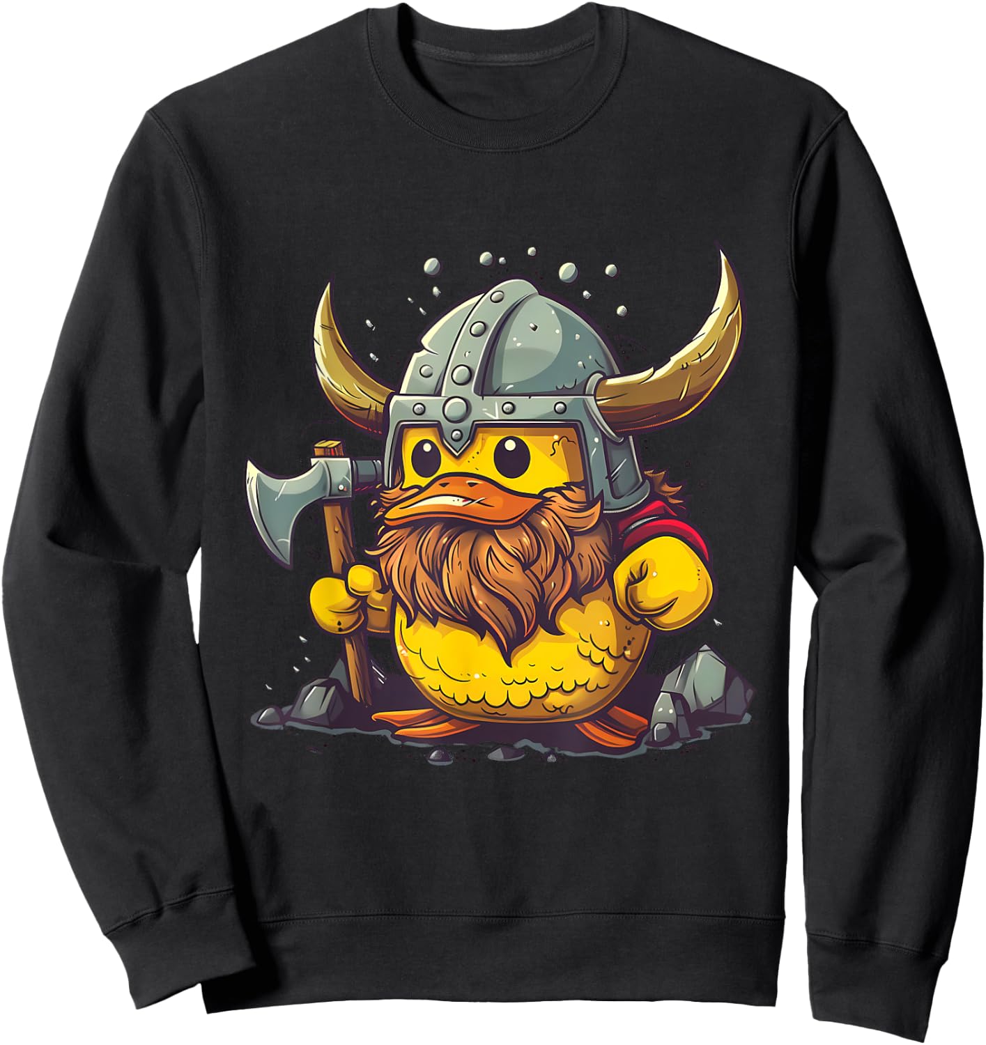 Viking Duck Rubber Duck Lover Viking Helmet Rubber Duck Sweatshirt - Sweatshirt | Black