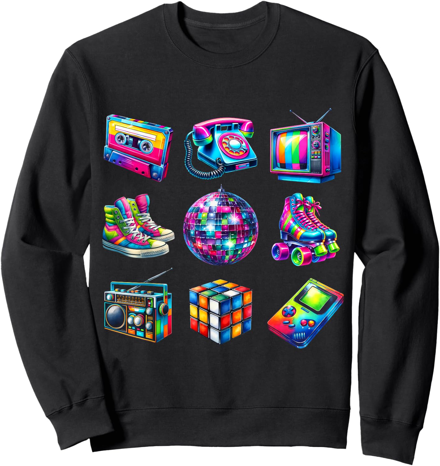 I Love 80s Retro Vintage 80s Style Graphic Women Girl Kids Sweatshirt - Sweatshirt | Black