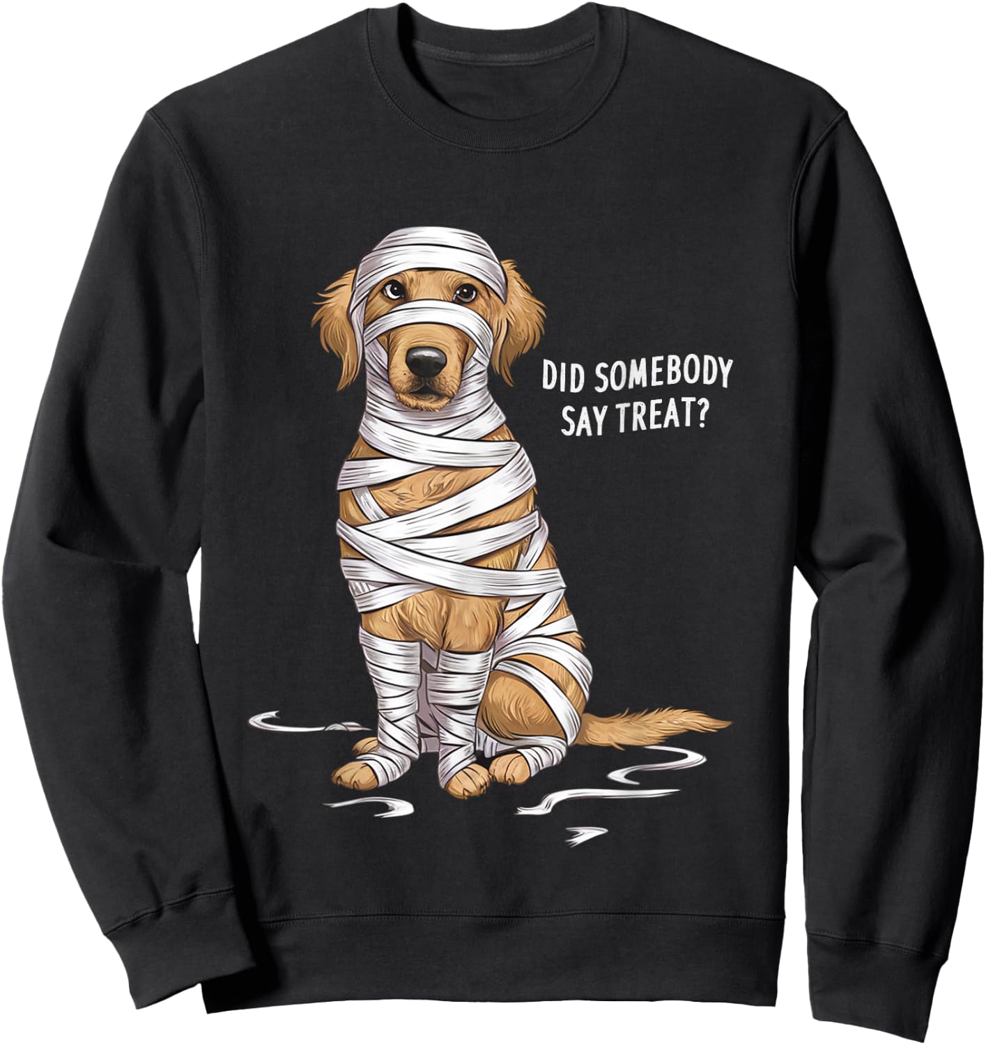 Golden Retriever Mummy Halloween Dog Men Women Kids Sweatshirt - Sweatshirt | Black
