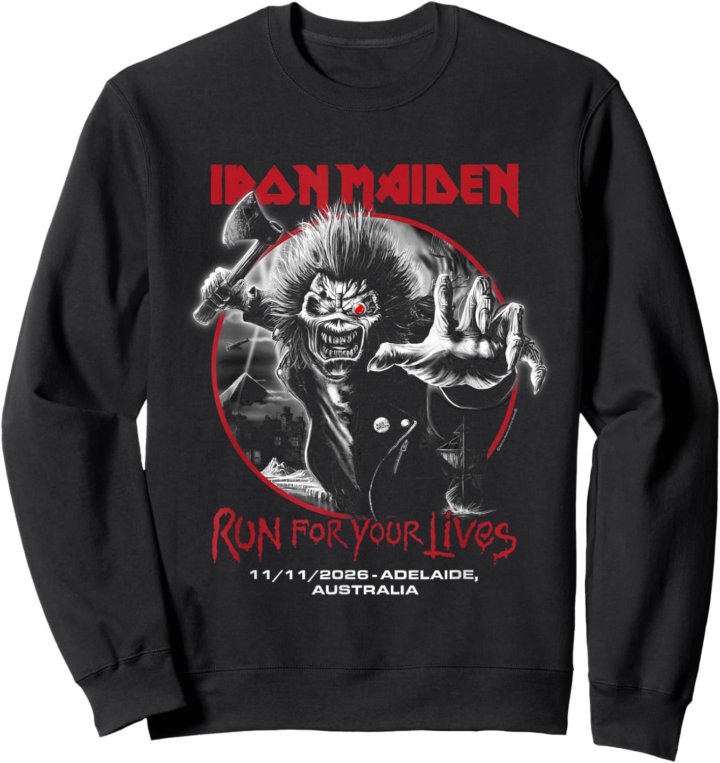 Iron Maiden Run for Your Lives Tour 2026 Adelaide Sweatshirt - Sweatshirt | Black