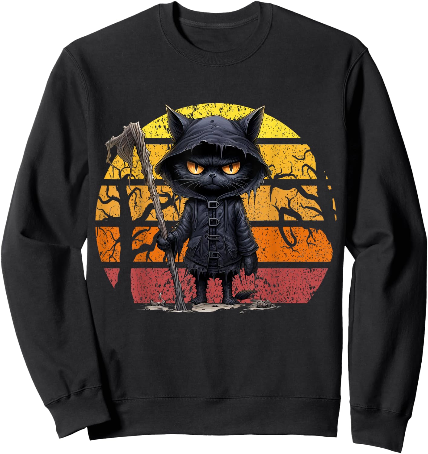 Halloween Black Cat Halloween Scary Angry Cat Men Women Kid Sweatshirt - Sweatshirt | Black