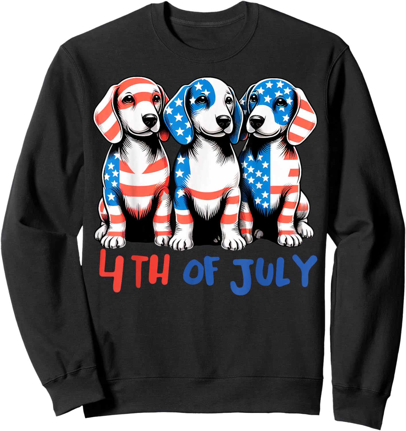 American Flag Beagle Dog Lover patriotic 4th of July Dog Sweatshirt - Sweatshirt | Black