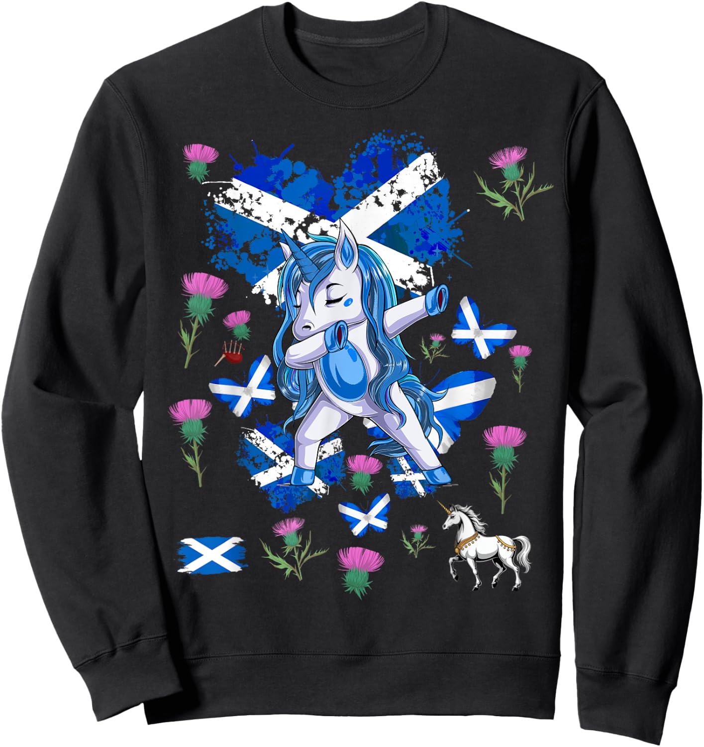 Scottish Unicorn Outfit Idea For Kids Scotland Themed Sweatshirt - Sweatshirt | Black