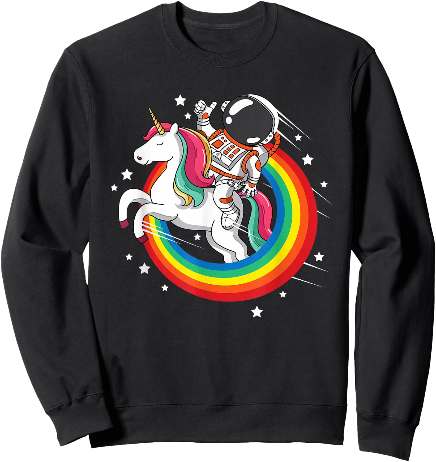 Astronaut Unicorn Space Galaxy Magical Rainbow Sweatshirt - Sweatshirt | Black