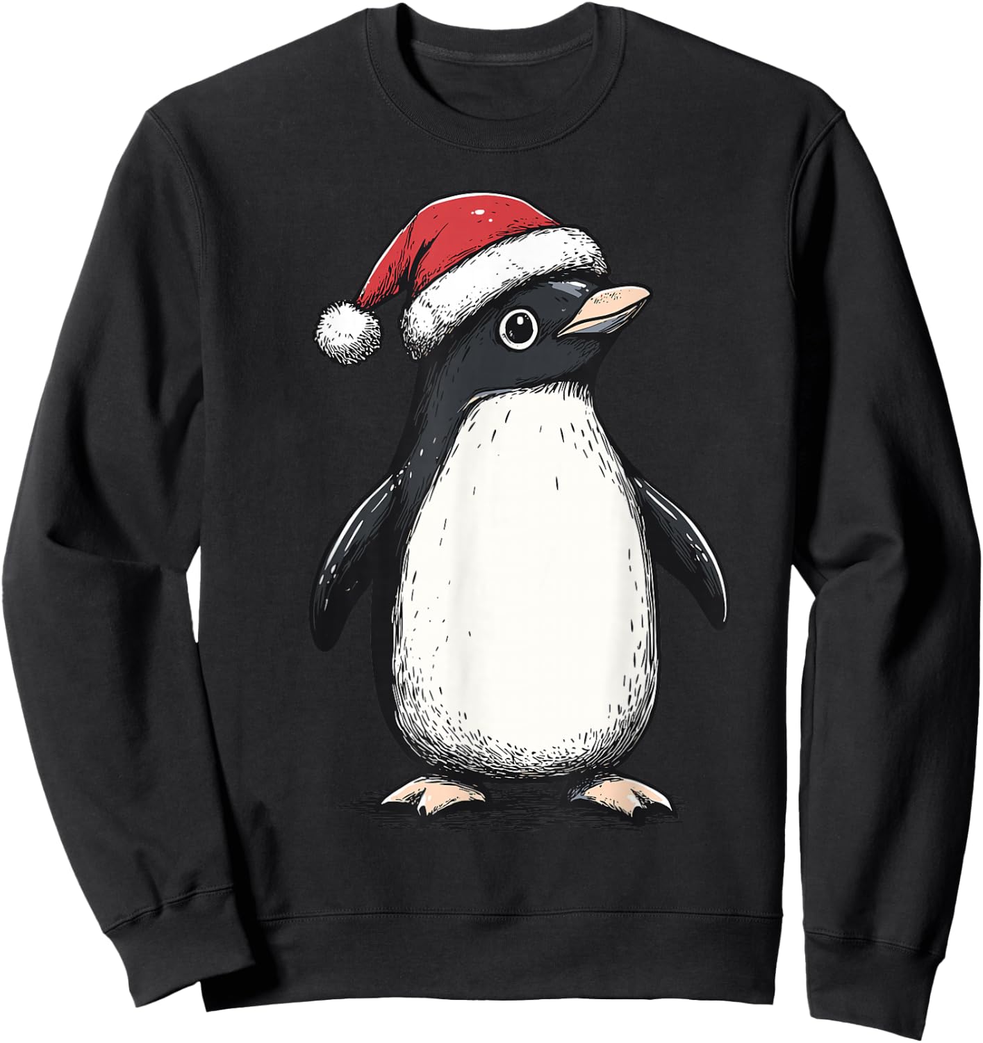 Penguin Santa Hat Penguin Lovers Christmas Men Women Kids Sweatshirt - Sweatshirt | Black