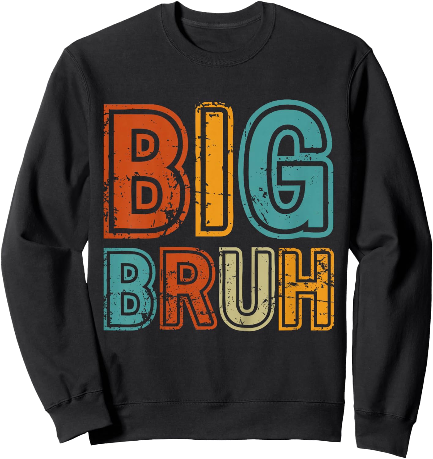 Big Bruh Little Bruh Matching Older Brother Little Bro Retro Sweatshirt - Sweatshirt | Black