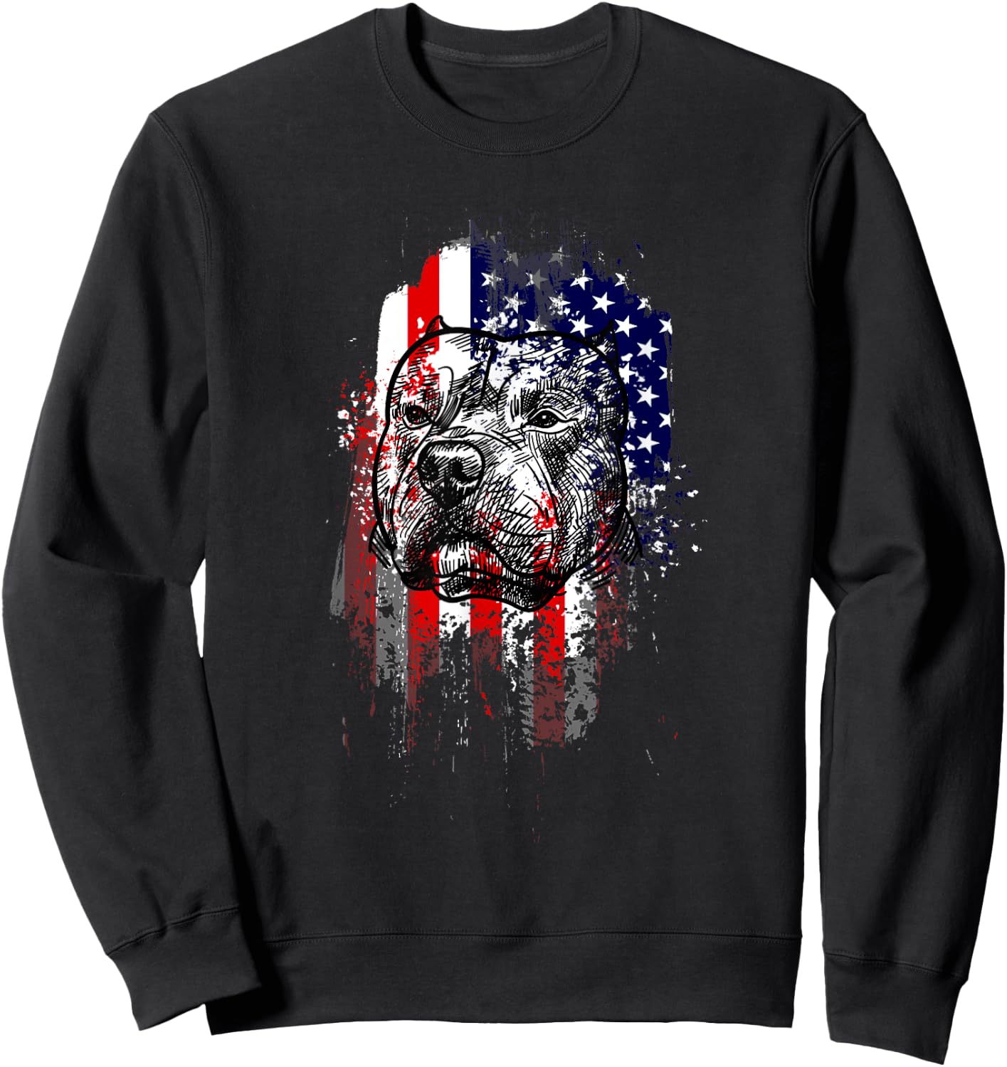 Pitbull Patriotic Men Sweatshirt - Sweatshirt | Black
