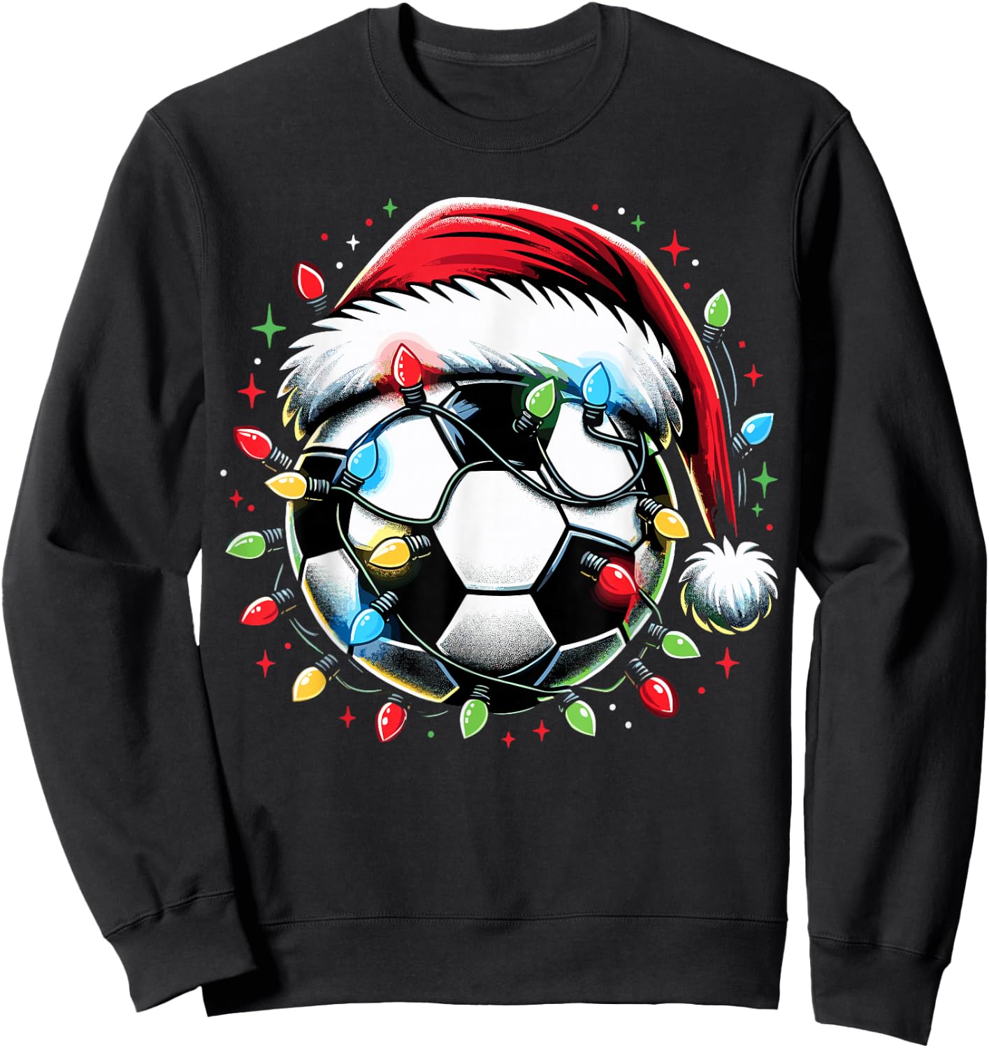 Santa Soccer Ball Lover Christmas Sweatshirt - Sweatshirt | Black
