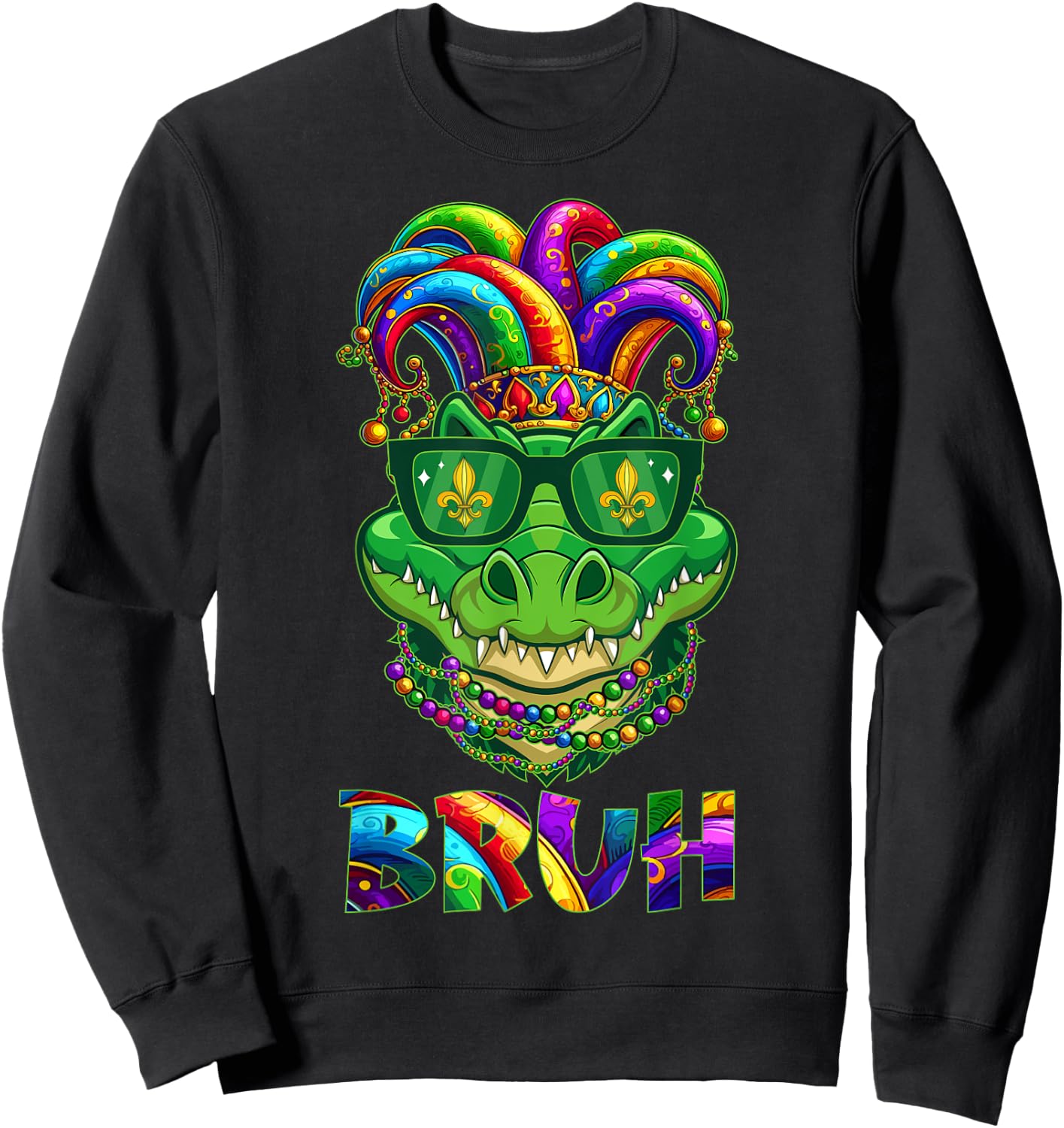Funny Alligator Bruh Mardi Gras Costume Teens Boys Kids Sweatshirt - Sweatshirt | Black