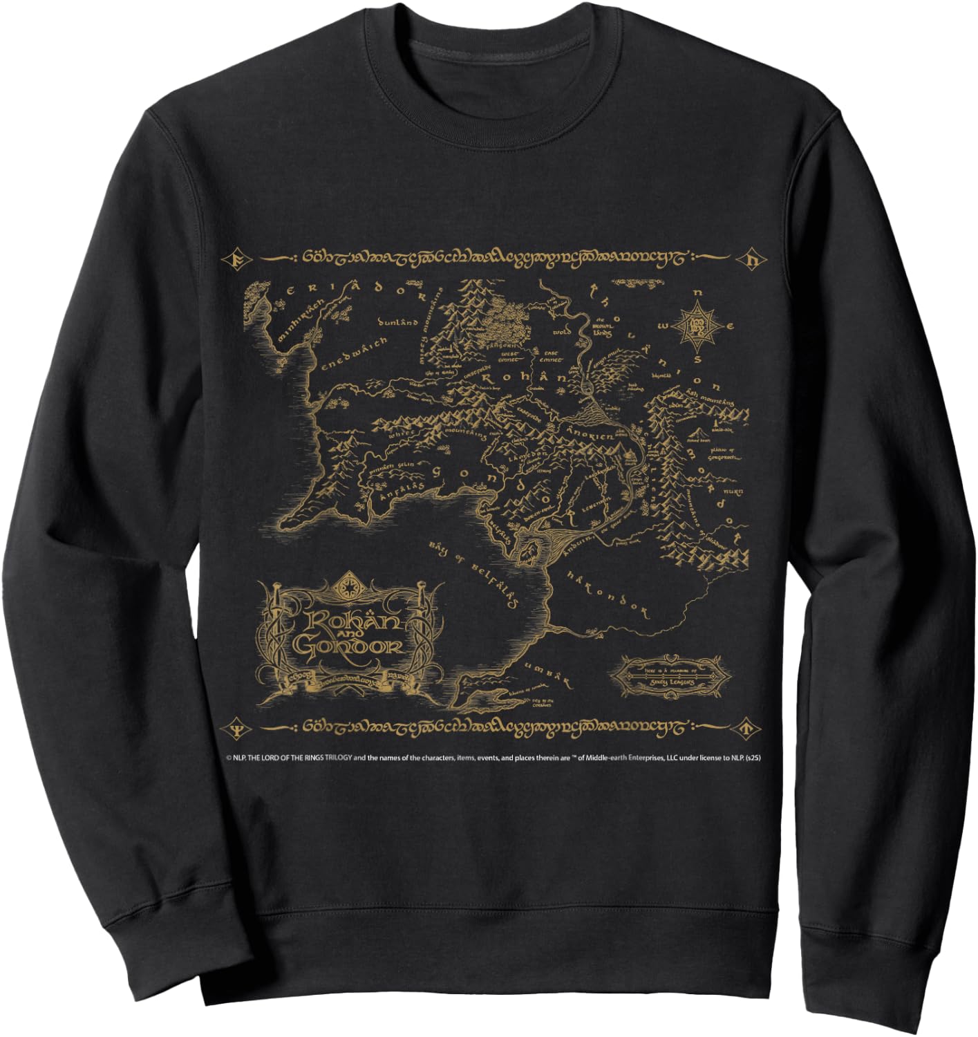 Map of Rohan and Gondor Middle Earth Adventure Sweatshirt - Sweatshirt | Black