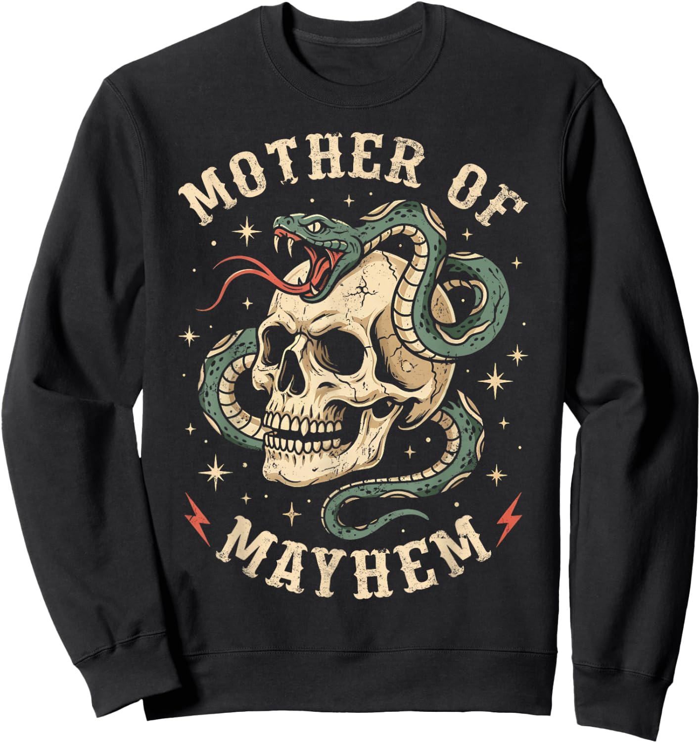 Mother of Mayhem Women Mom Funny Mothers Day Matching Family Sweatshirt - Sweatshirt | Black