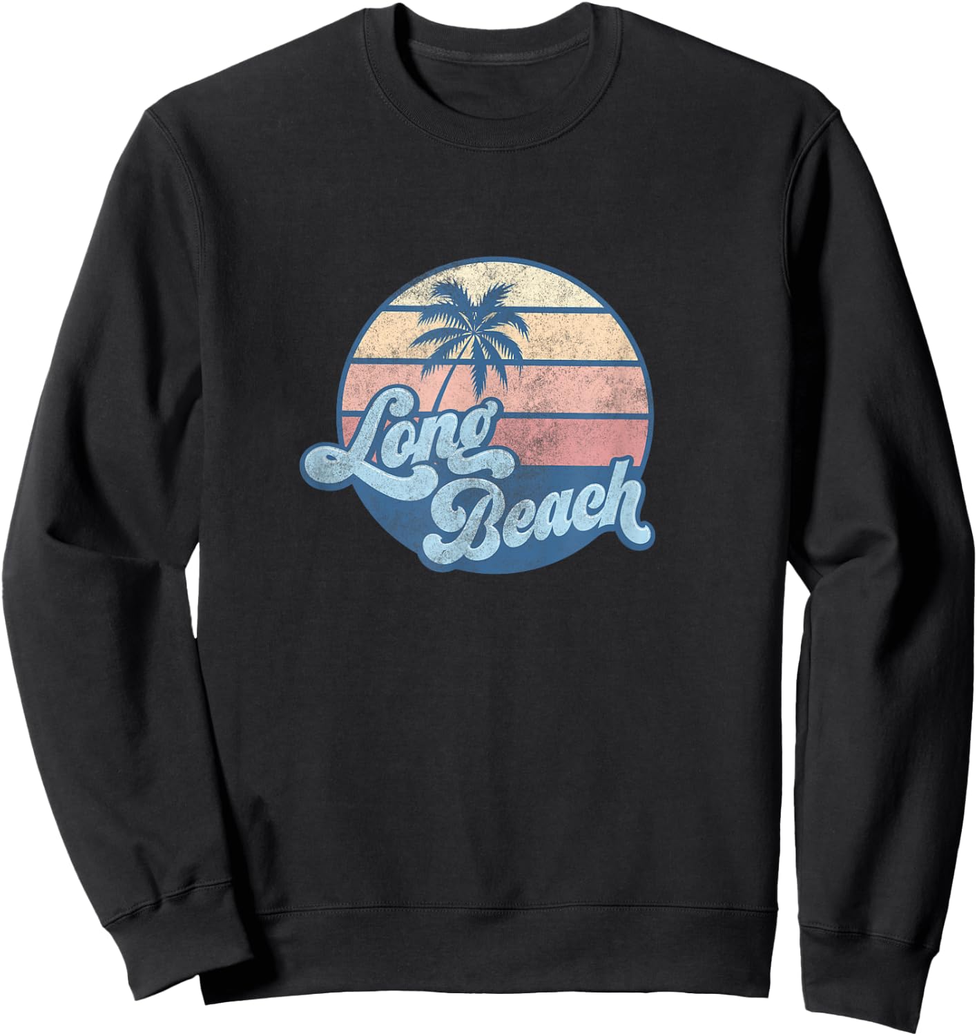 Long Beach California CA T Shirt Vintage 70s Surfer Women Girls Kids Sweatshirt - Sweatshirt | Black