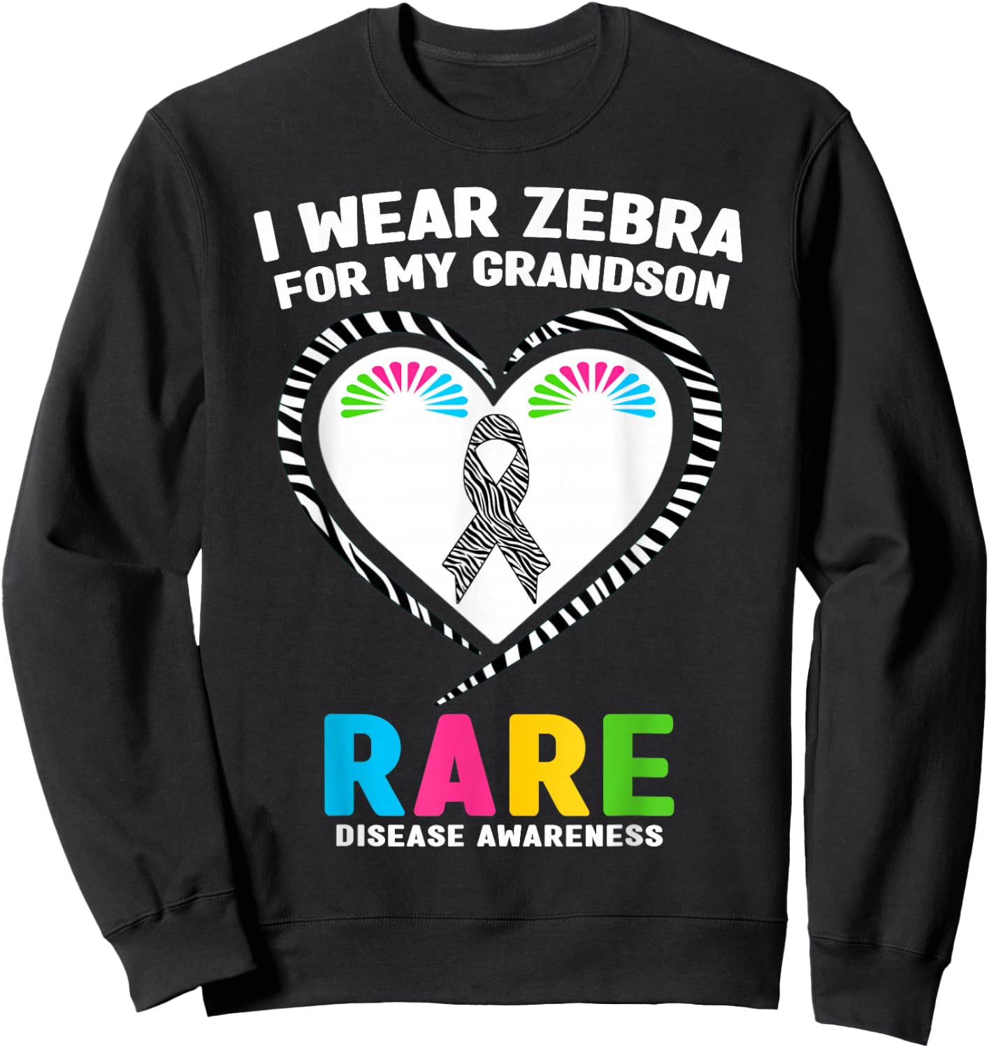 I Wear Zebra for My Grandson Rare Disease Awareness Day 2026 Sweatshirt - Sweatshirt | Black