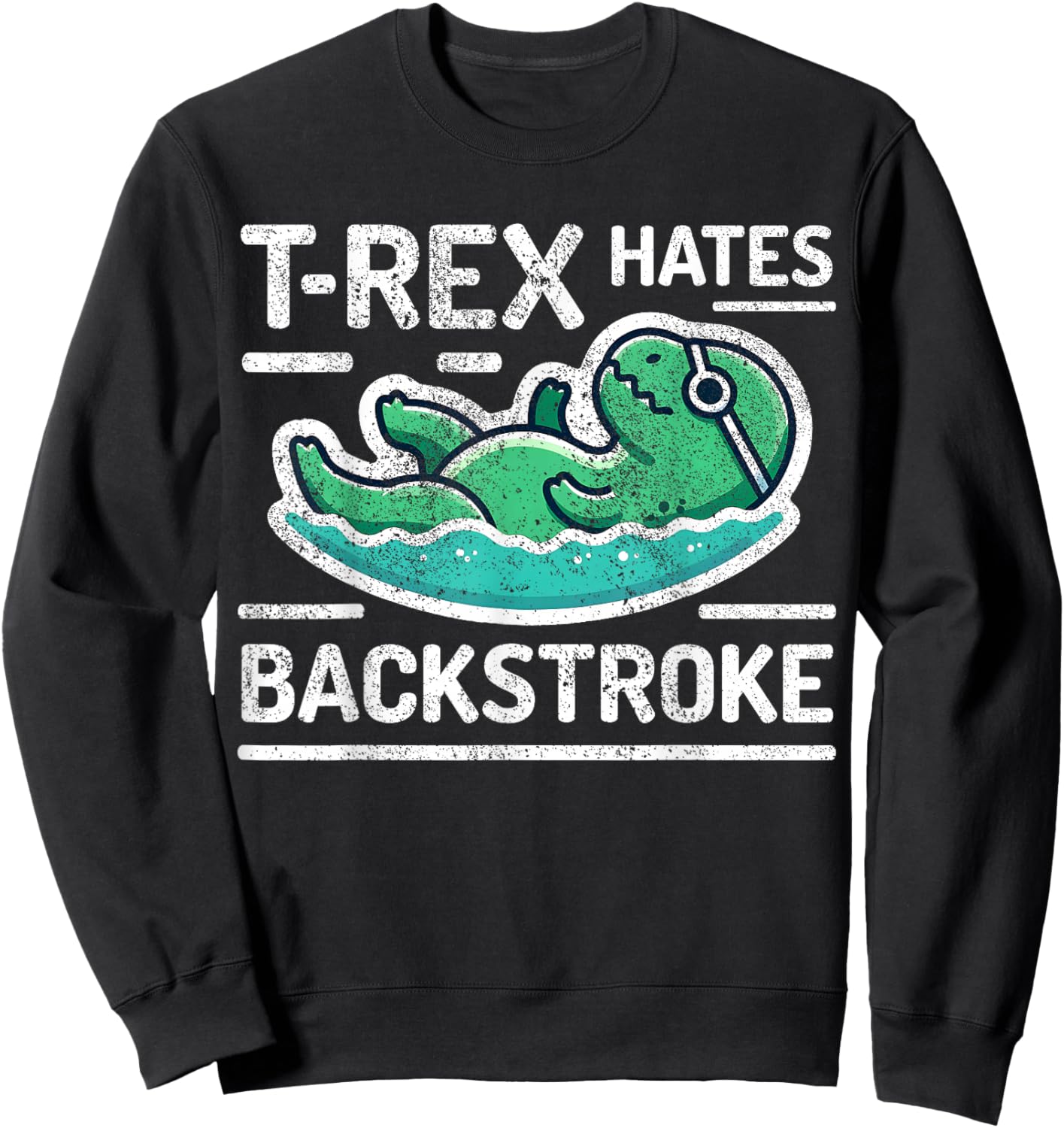 Funny Swimmer T-Rex Swim Dinosaur Swimming Sweatshirt - Sweatshirt | Black