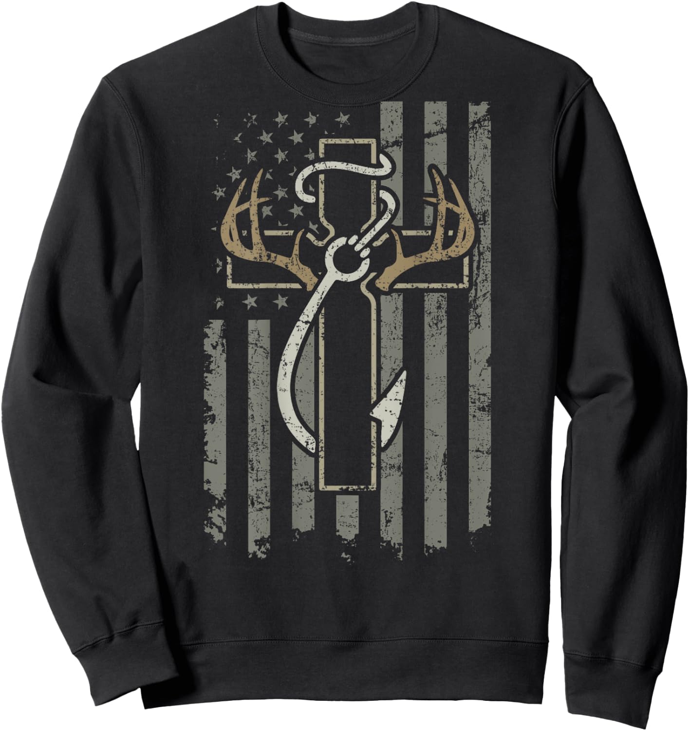 Fishing Faith Hunting - Christian Hunter Fisherman (ON BACK) Sweatshirt - Sweatshirt | Black